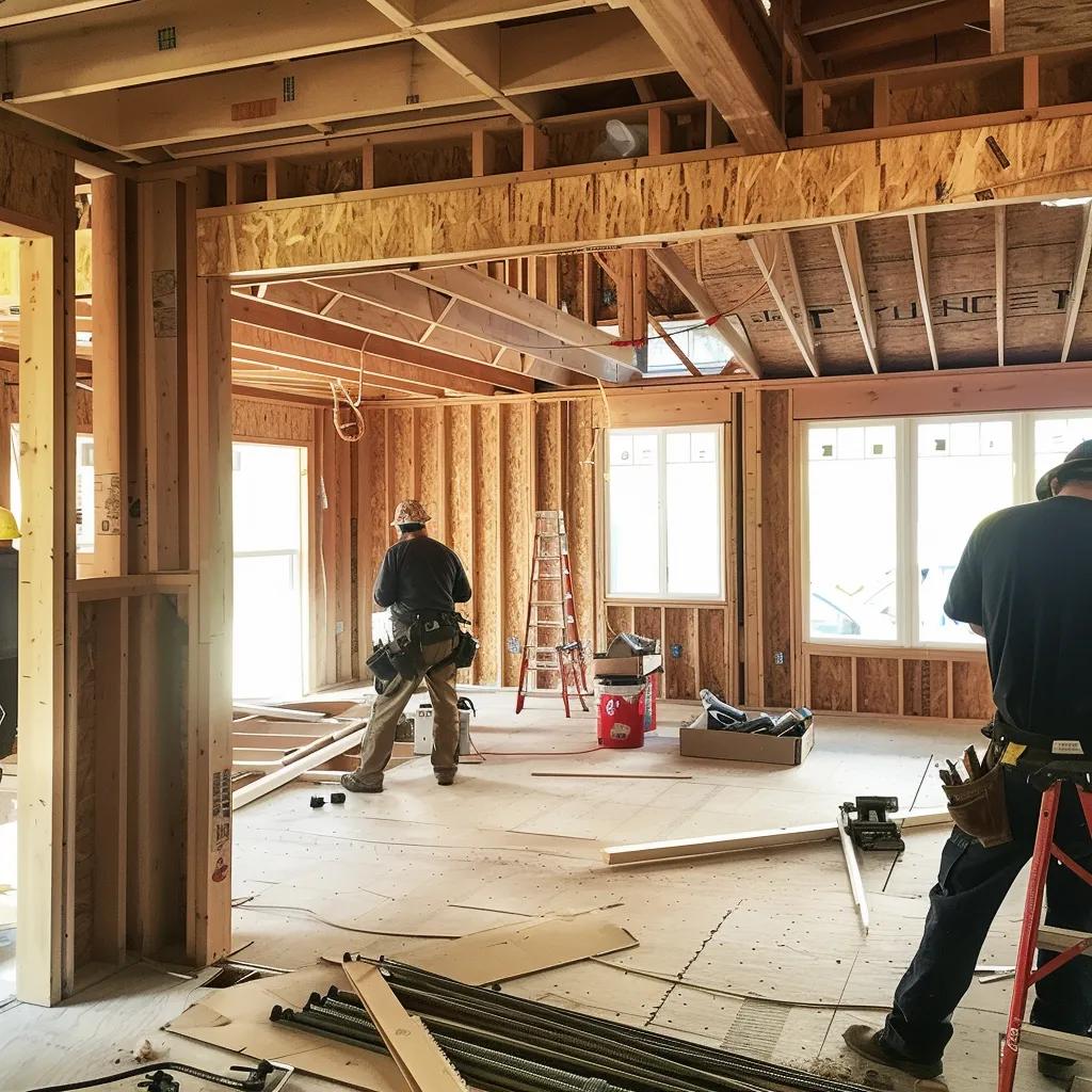 Home addition construction in Spokane showcasing framing and renovation progress
