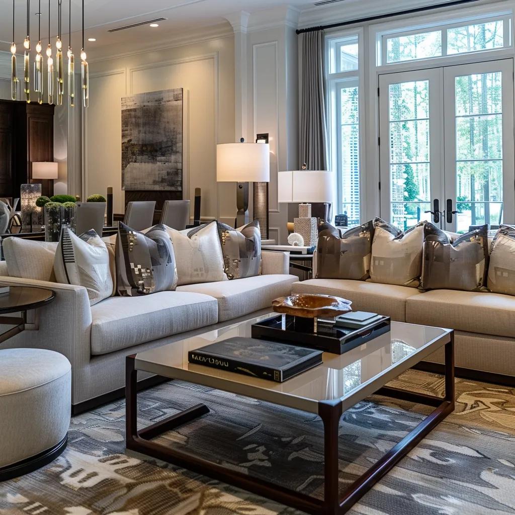 Luxurious bespoke furniture in a stylish Sandy Springs living room