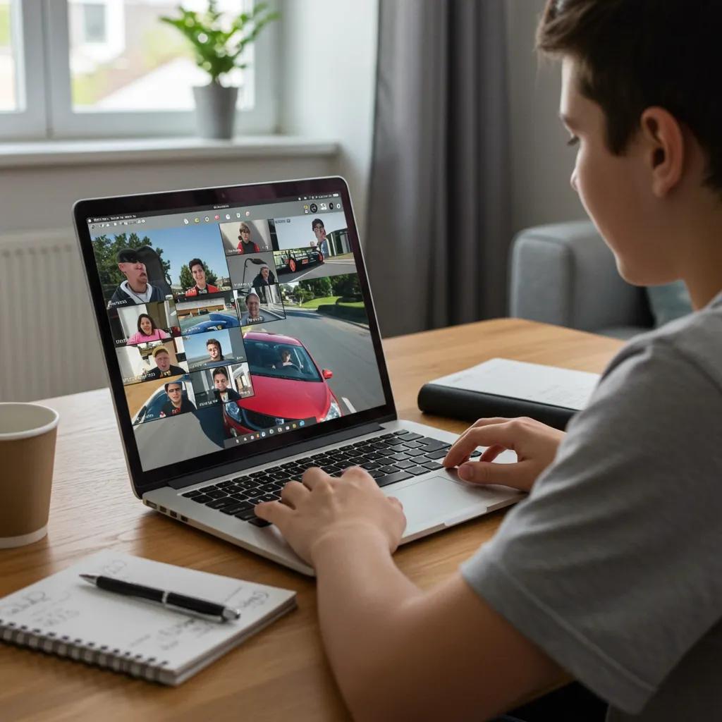 A student actively participating in an online 5-hour pre-licensing course via Zoom from the comfort of their home