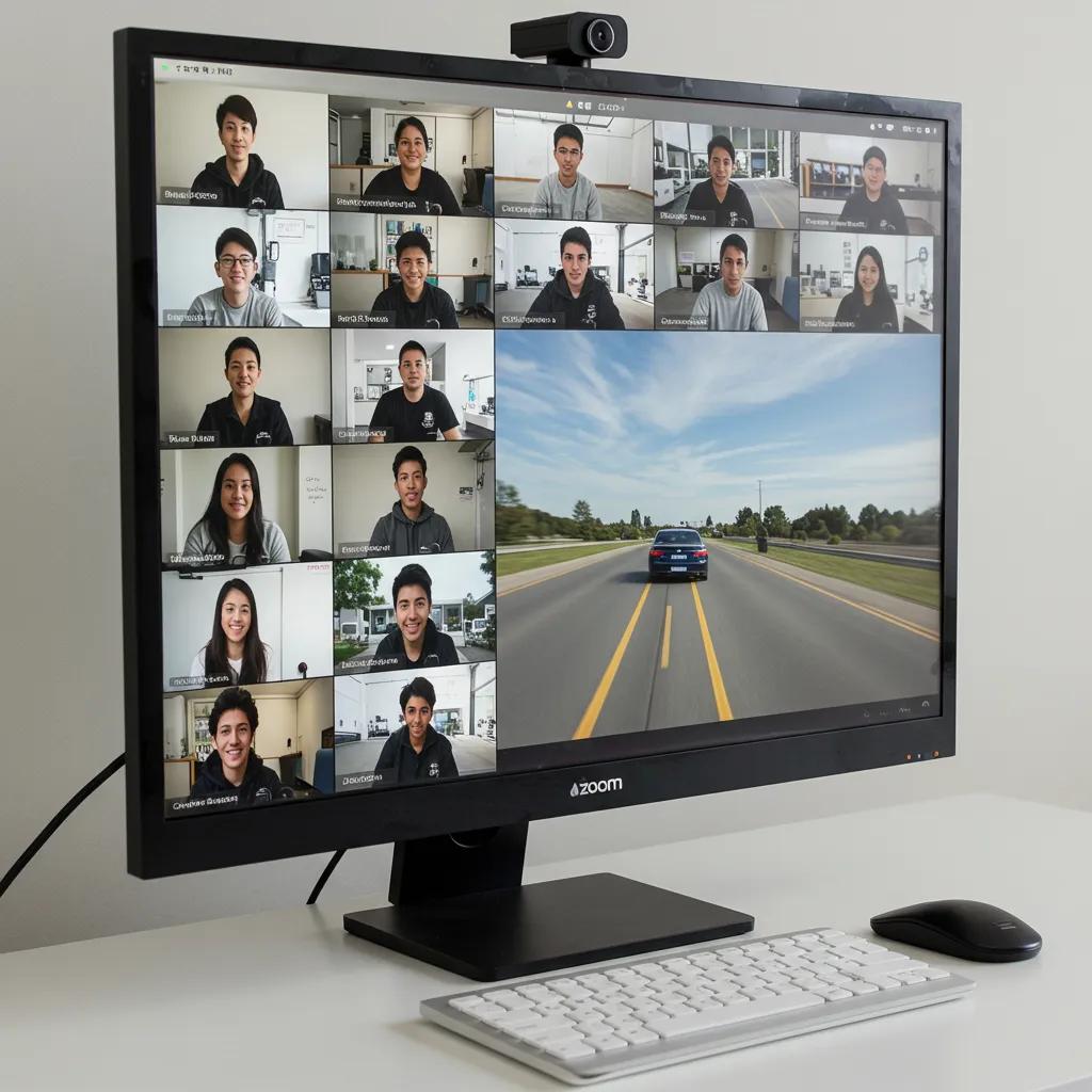 Students participating in a live Zoom driving course with an instructor