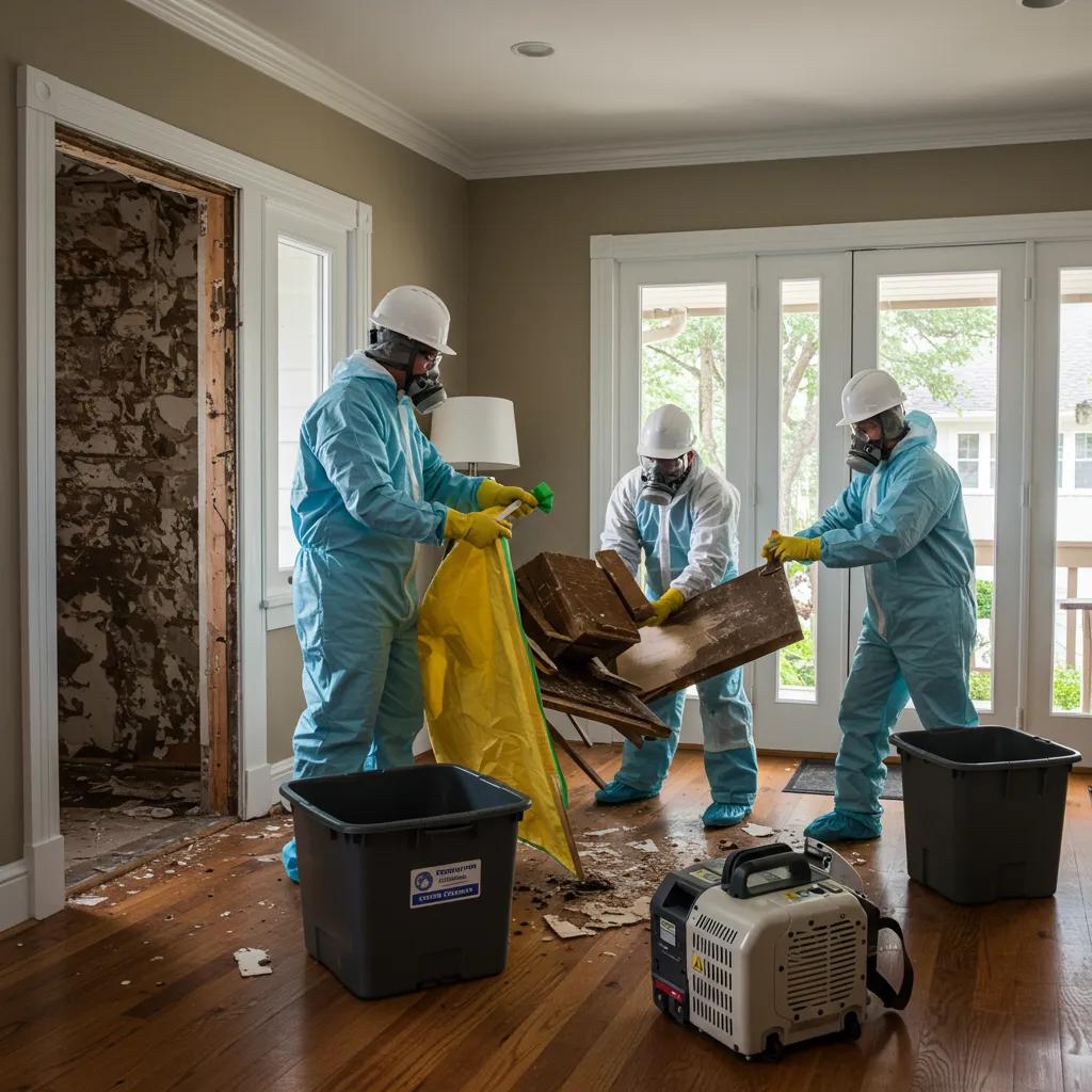 Team of technicians conducting mold remediation in a Tampa Bay property