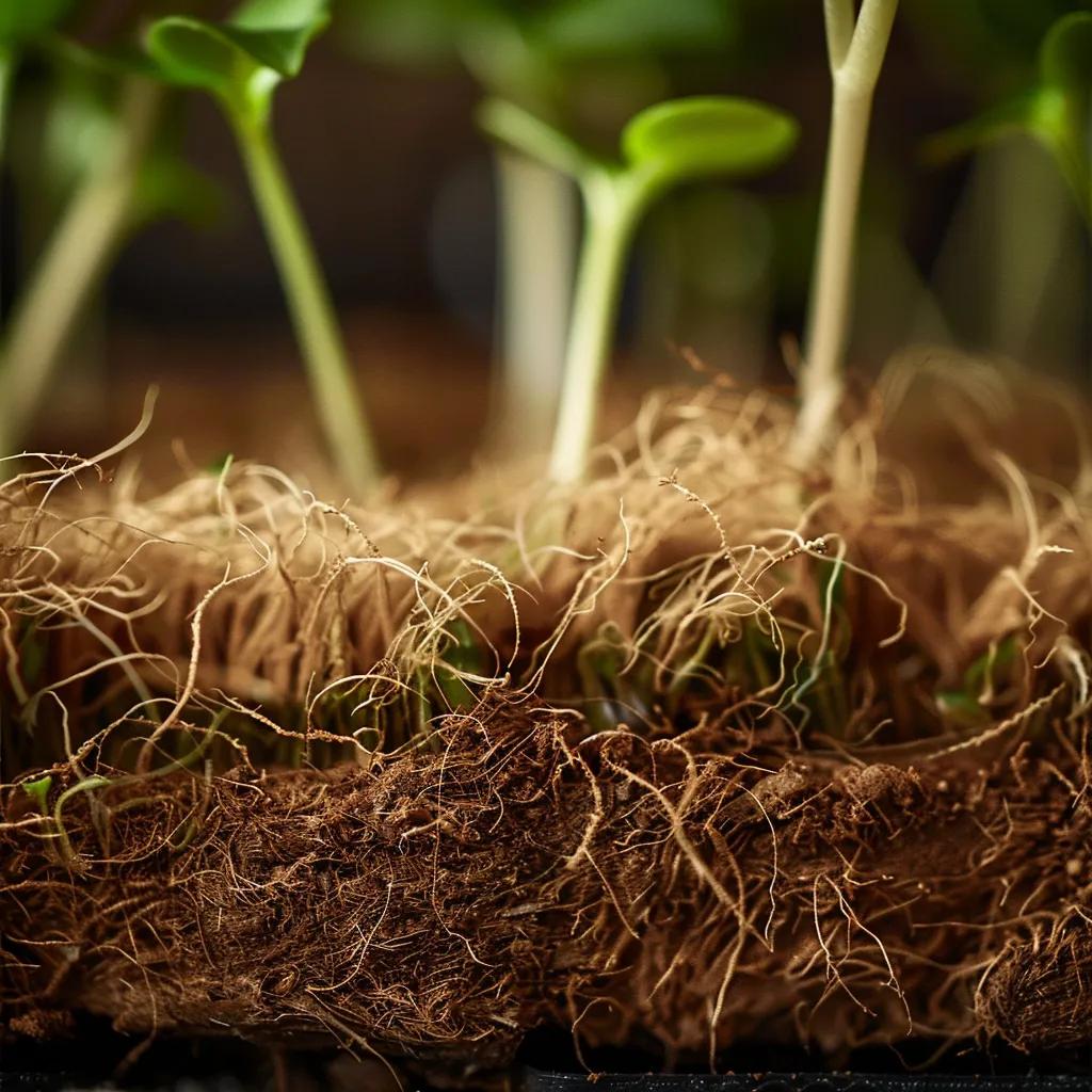 Textured coco coir showing air pockets, illustrating aeration benefits for plant roots