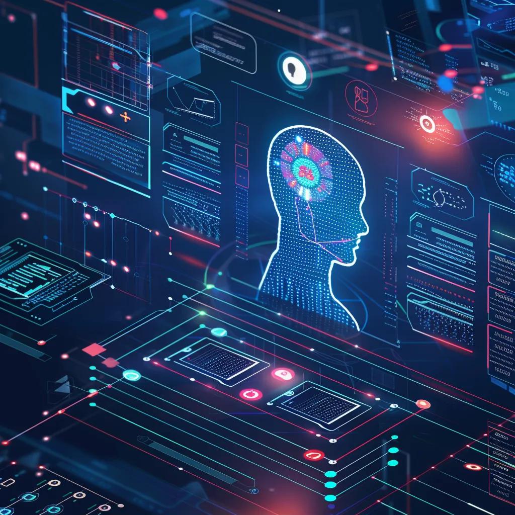 Futuristic AI interface showcasing data analytics in digital advertising Futuristic AI interface showcasing data analytics in digital advertising