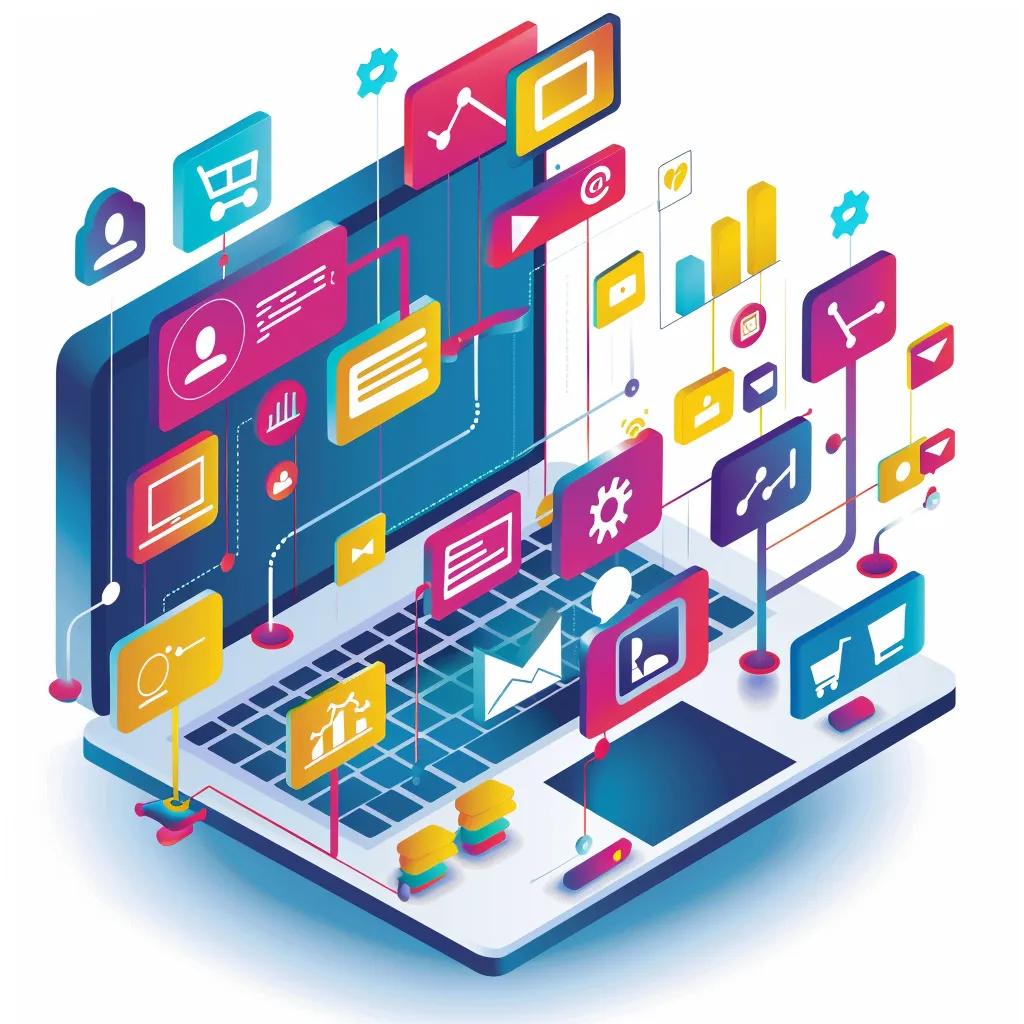 Illustration of Otto SEO integration with various marketing tools in a modern workspace