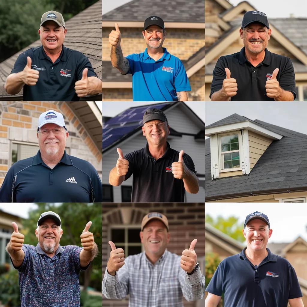 Happy homeowners in front of their new roofs, reflecting customer satisfaction with Super Roofer services