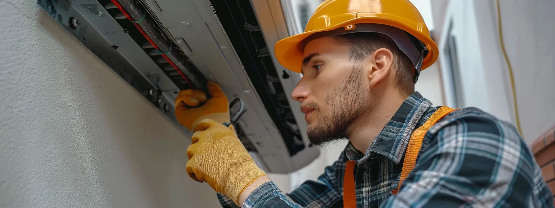 technician being trained on installing ac system