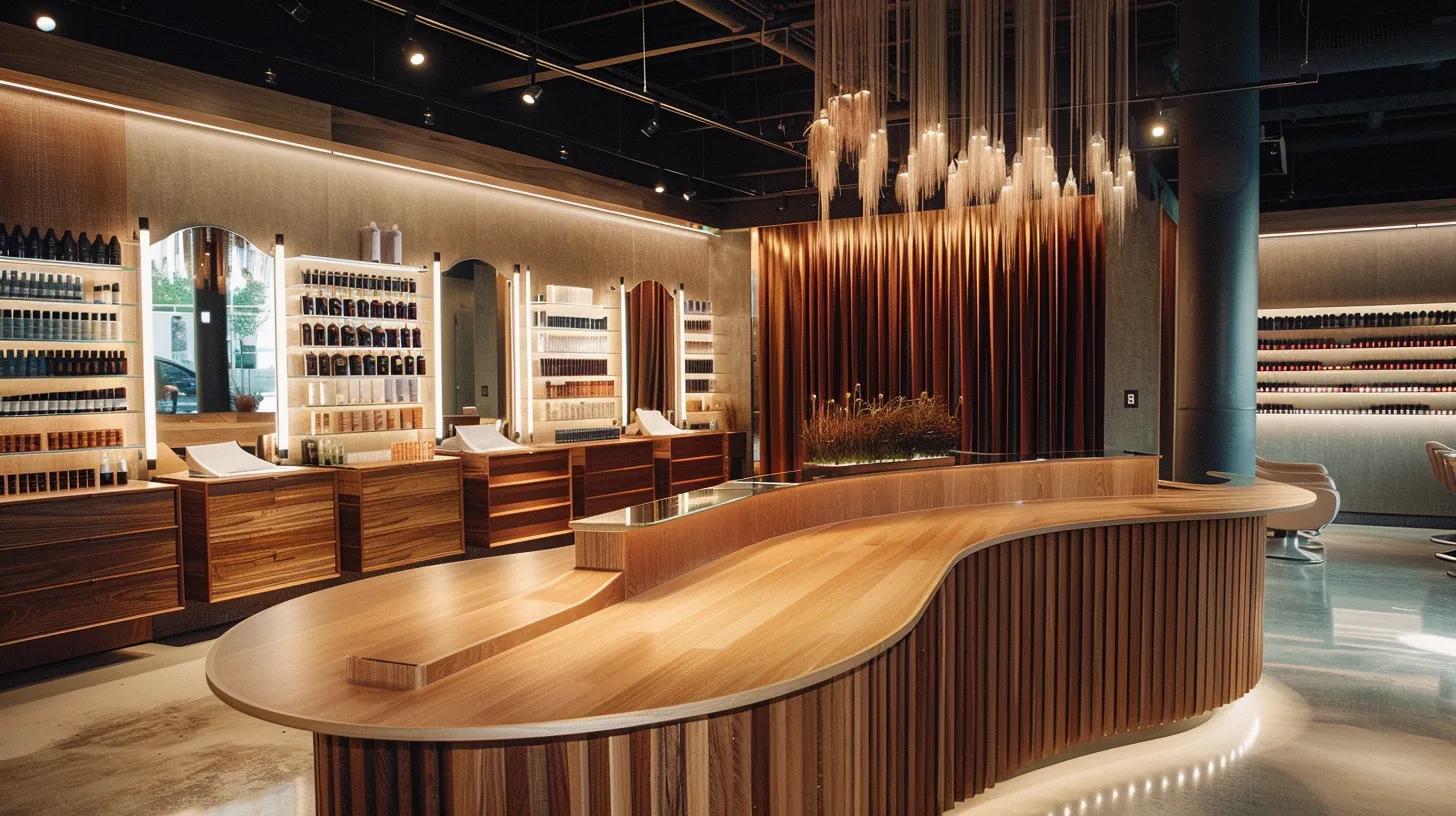 a stylish salon interior showcases two distinct hair extension sections, one featuring elegant hand-sewn wefts displayed on a wooden counter with intricate textures, and the other highlighting neatly organized machine wefts under bright, modern fluorescent lights, contrasting customization and speed in the world of hair artistry. a stylish salon interior showcases two distinct hair extension sections, one featuring elegant hand-sewn wefts displayed on a wooden counter with intricate textures, and the other highlighting neatly organized machine wefts under bright, modern fluorescent lights, contrasting customization and speed in the world of hair artistry.