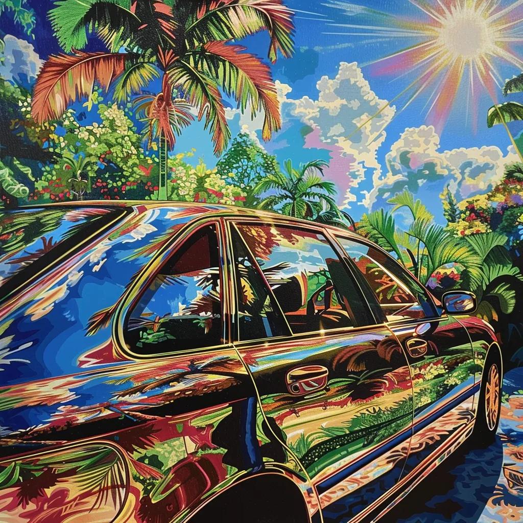A car under Singapore's intense sun, showcasing the harsh effects of UV rays on paint vibrancy and longevity