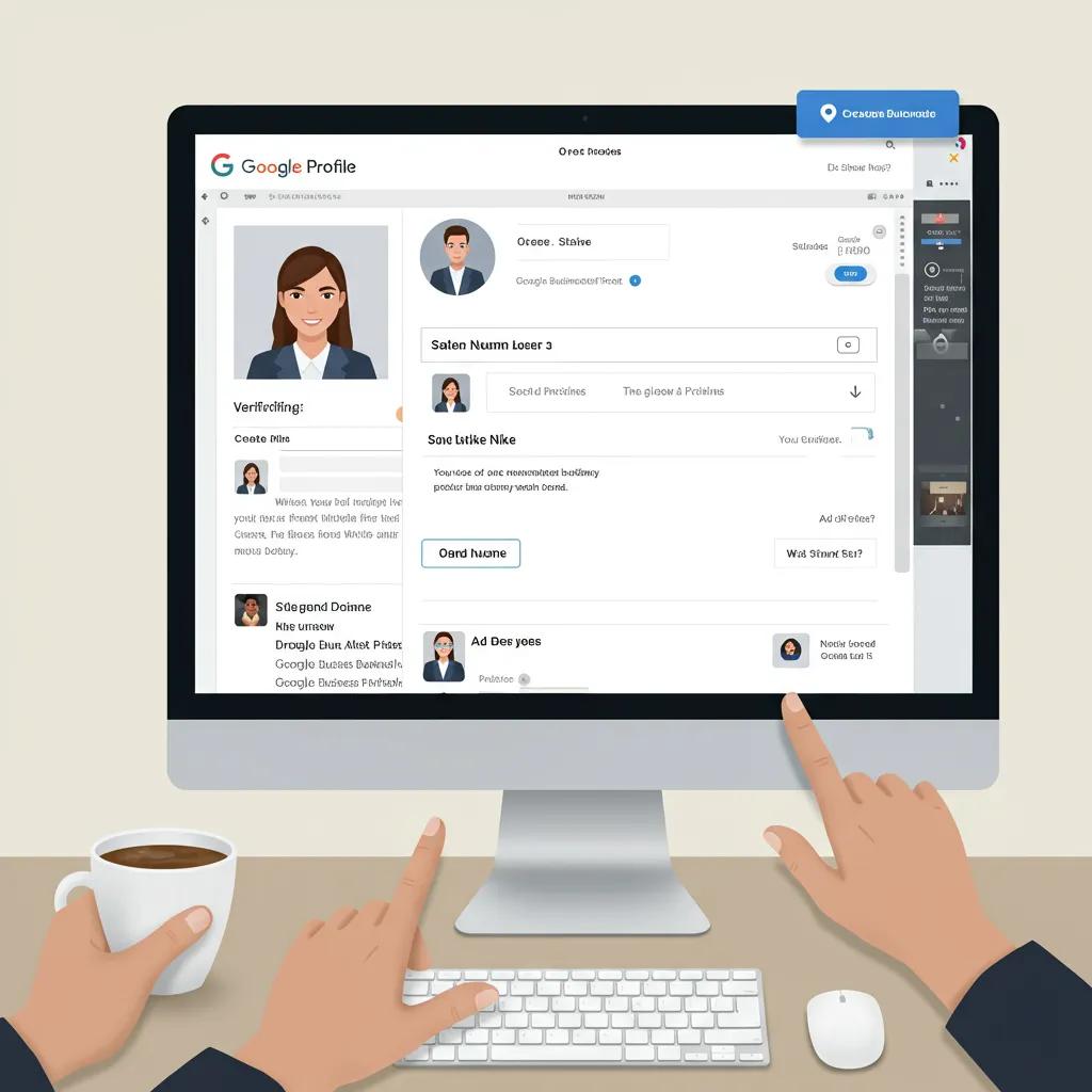 Person setting up and verifying a Google Business Profile on a desktop