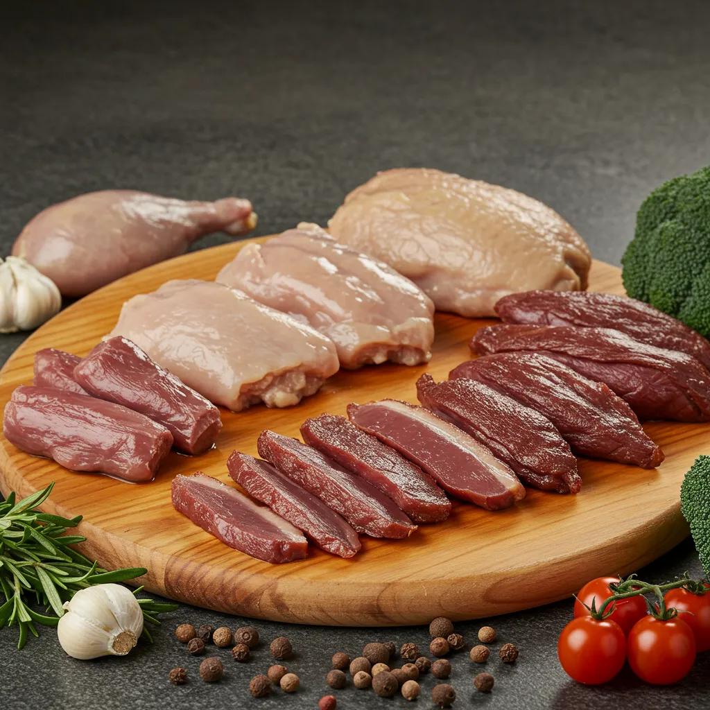 Variety of highly digestible proteins for cats including hydrolyzed chicken, duck, and rabbit