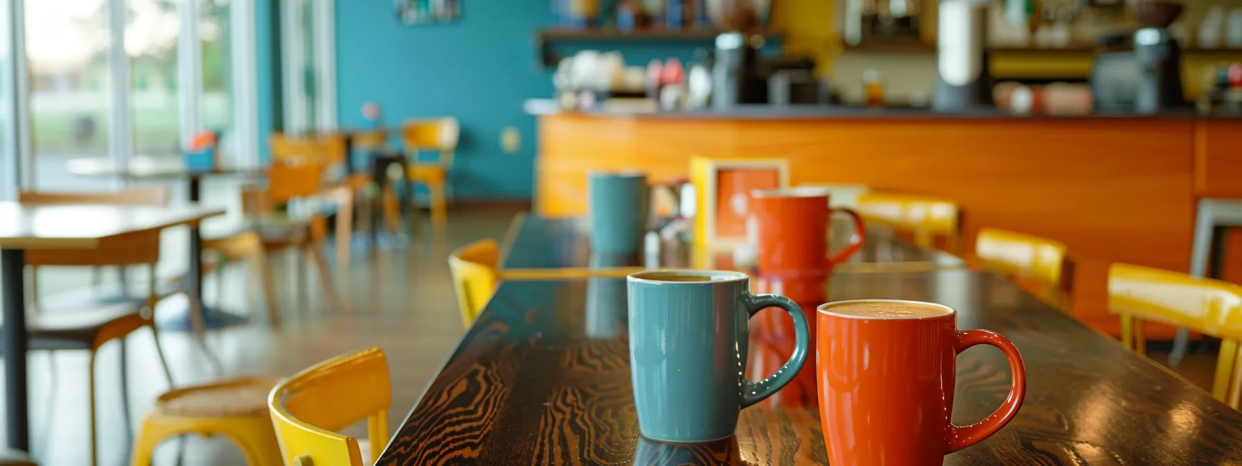 vibrant workplace café setup at necco coffee in overland park, transforming a basic break room into a modern and inviting space.