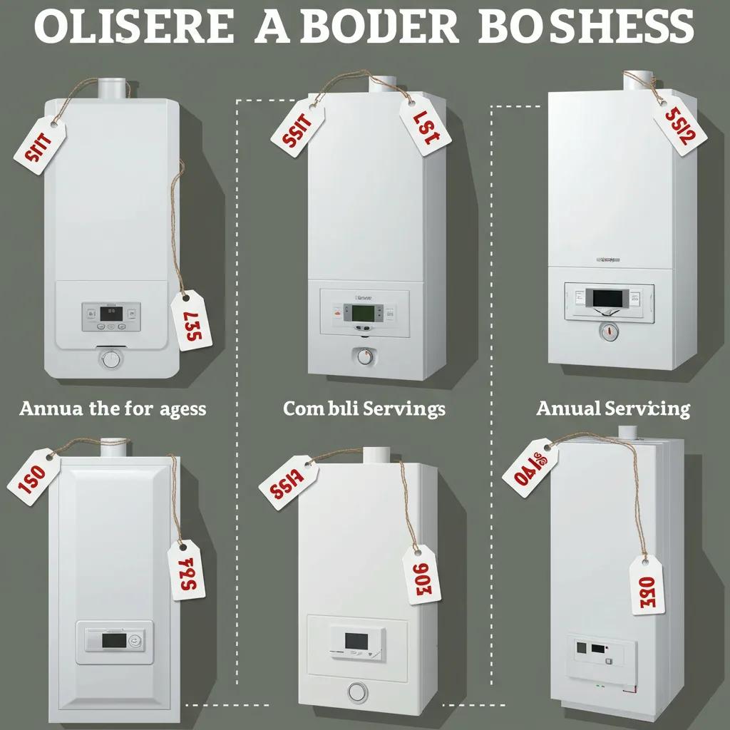 A graphic showing different types of boilers with estimated annual servicing costs