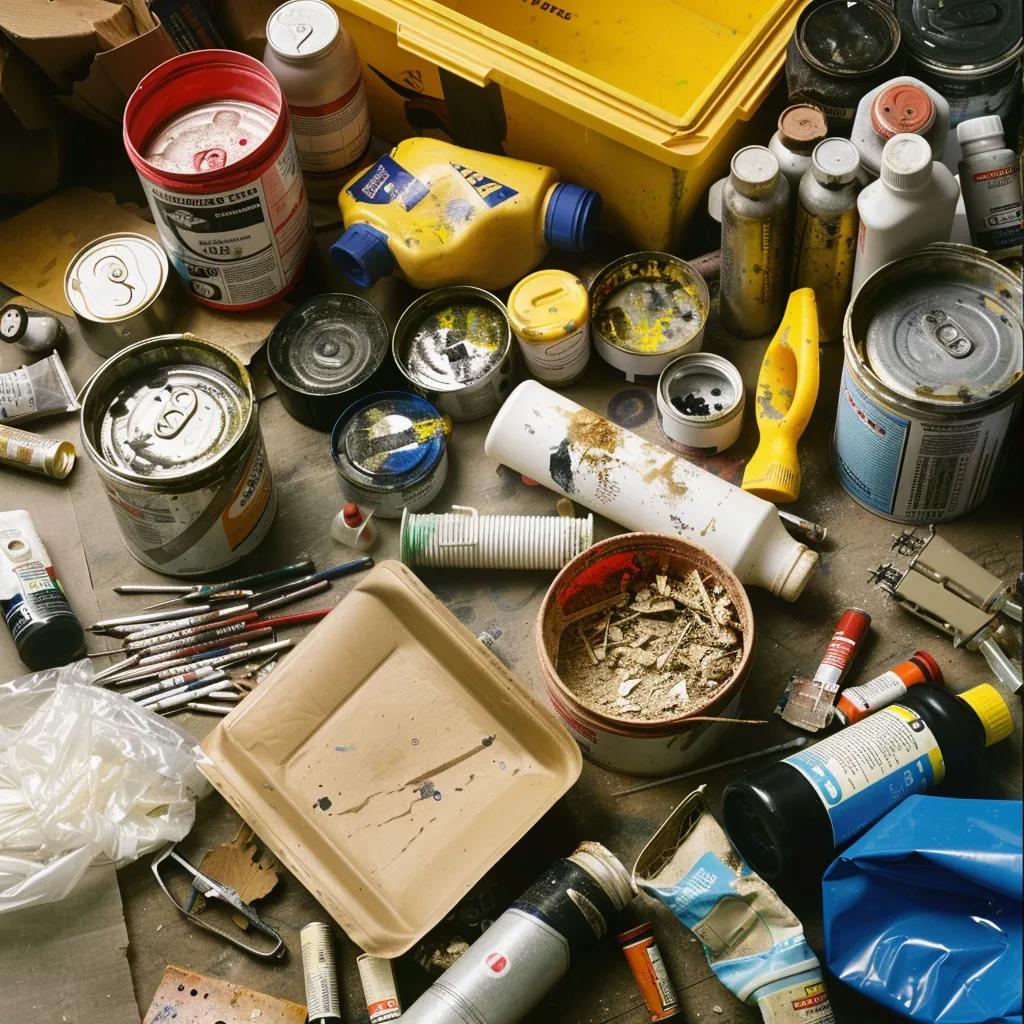 Collection of hazardous waste items requiring special handling and disposal in junk removal Collection of hazardous waste items requiring special handling and disposal in junk removal