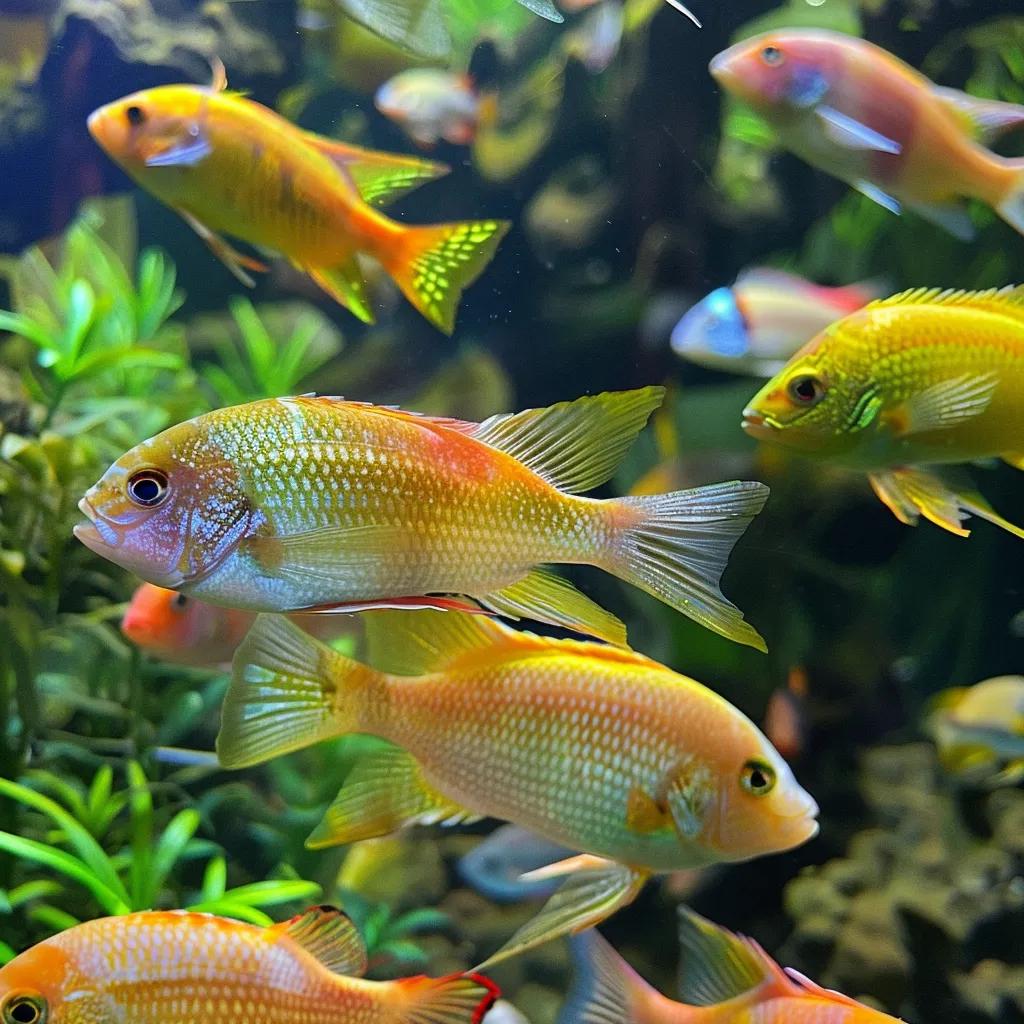 Healthy fish in a clear aquarium, demonstrating the benefits of quality filtration for fish health