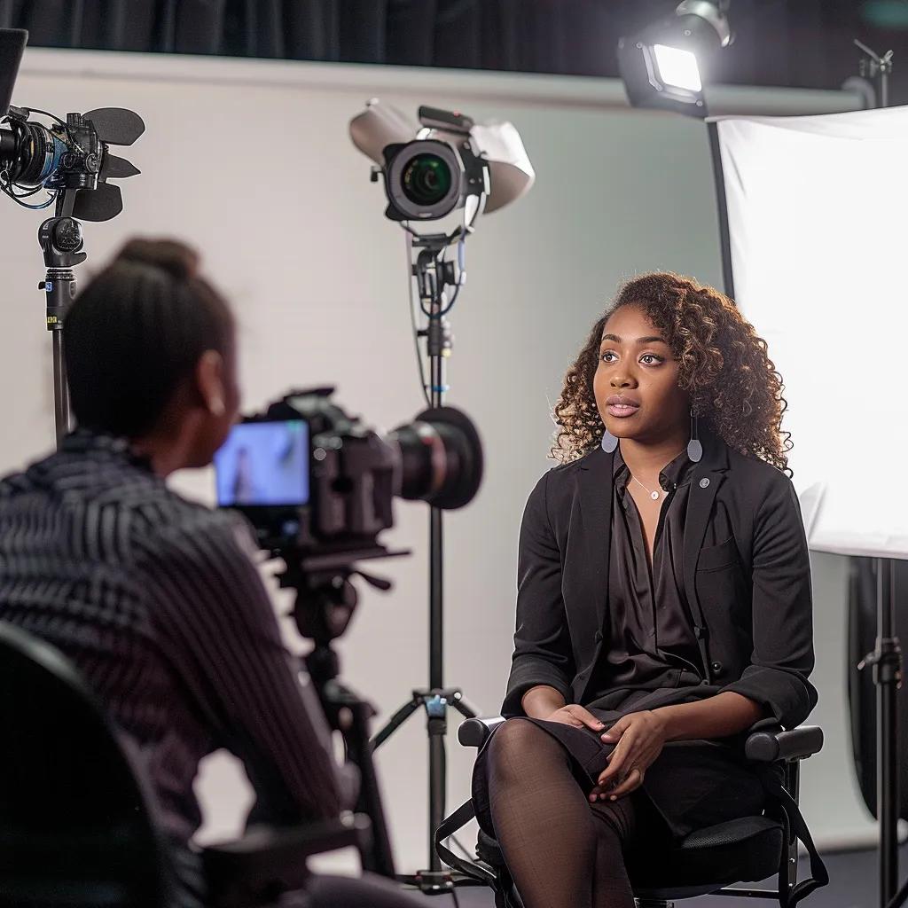Spokesperson practicing on-camera skills during media training session