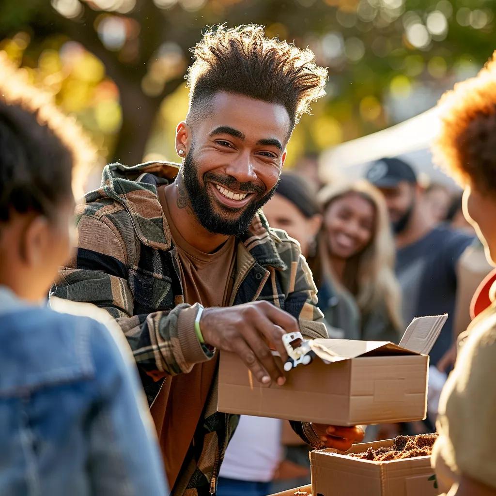 High-net-worth individual donating at a community event