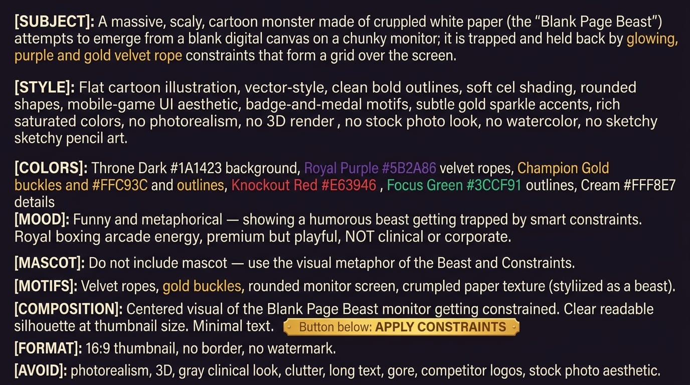 Use Constraints to Beat the Blank Page Beast