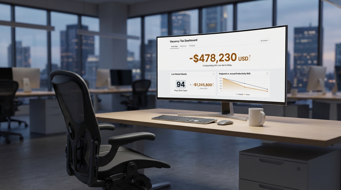 Infographic illustrating the multifaceted costs of an open engineering seat, including recruitment, lost productivity, and market velocity impacts.