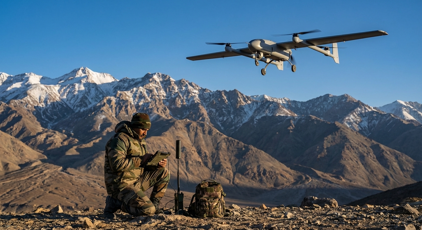ideaForge drones in formation, showcasing India's indigenous war technology and defense capabilities.