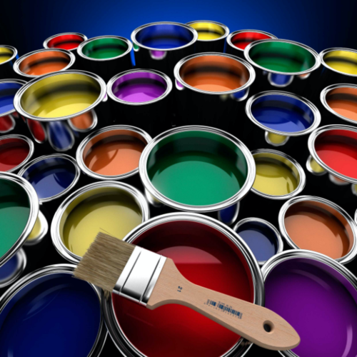 Field of Colorful Paint Cans