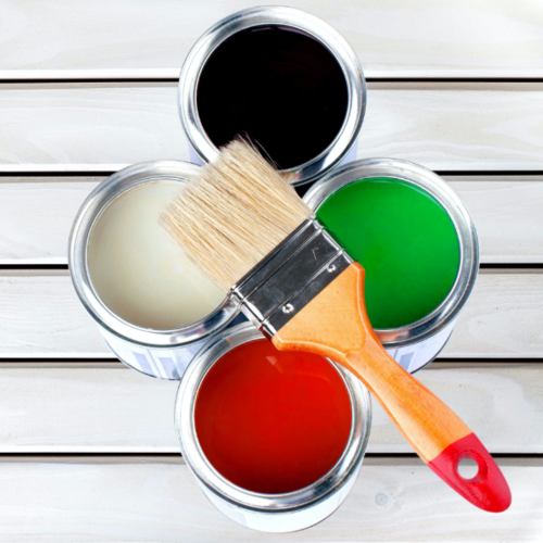 Four Colorful Paint Cans