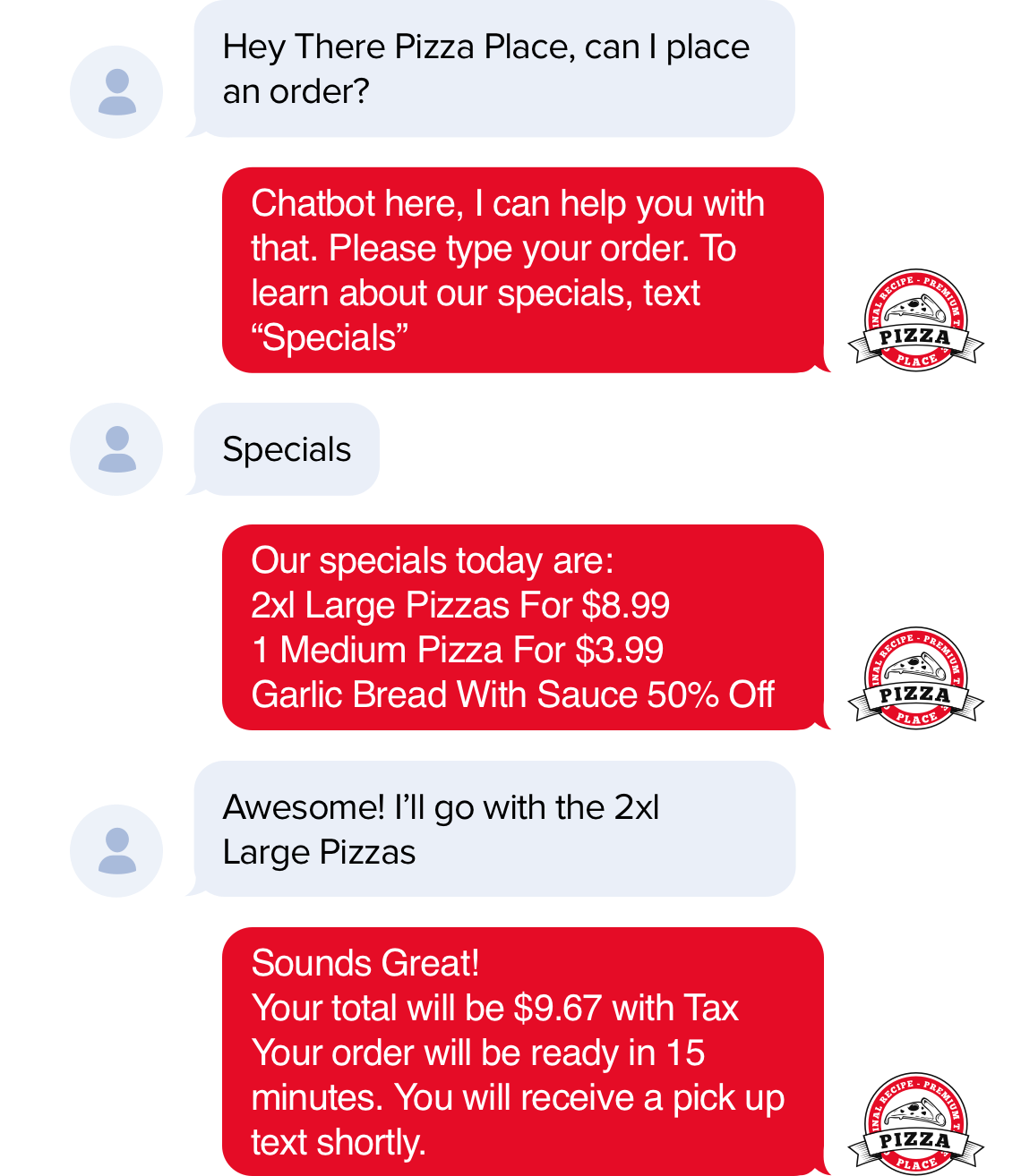 customers can place orders via text messages such as their favorite pizza!