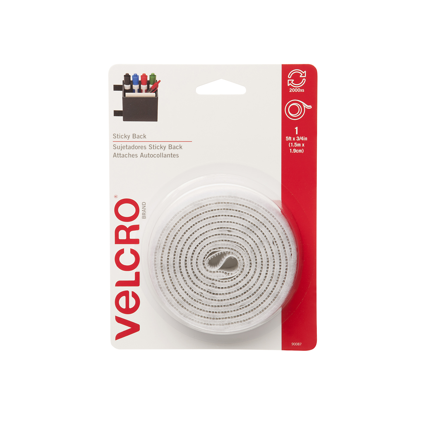 VELCRO Brand 3/4 In. x 5 Ft. White Sticky Back Reclosable Hook & Loop Roll