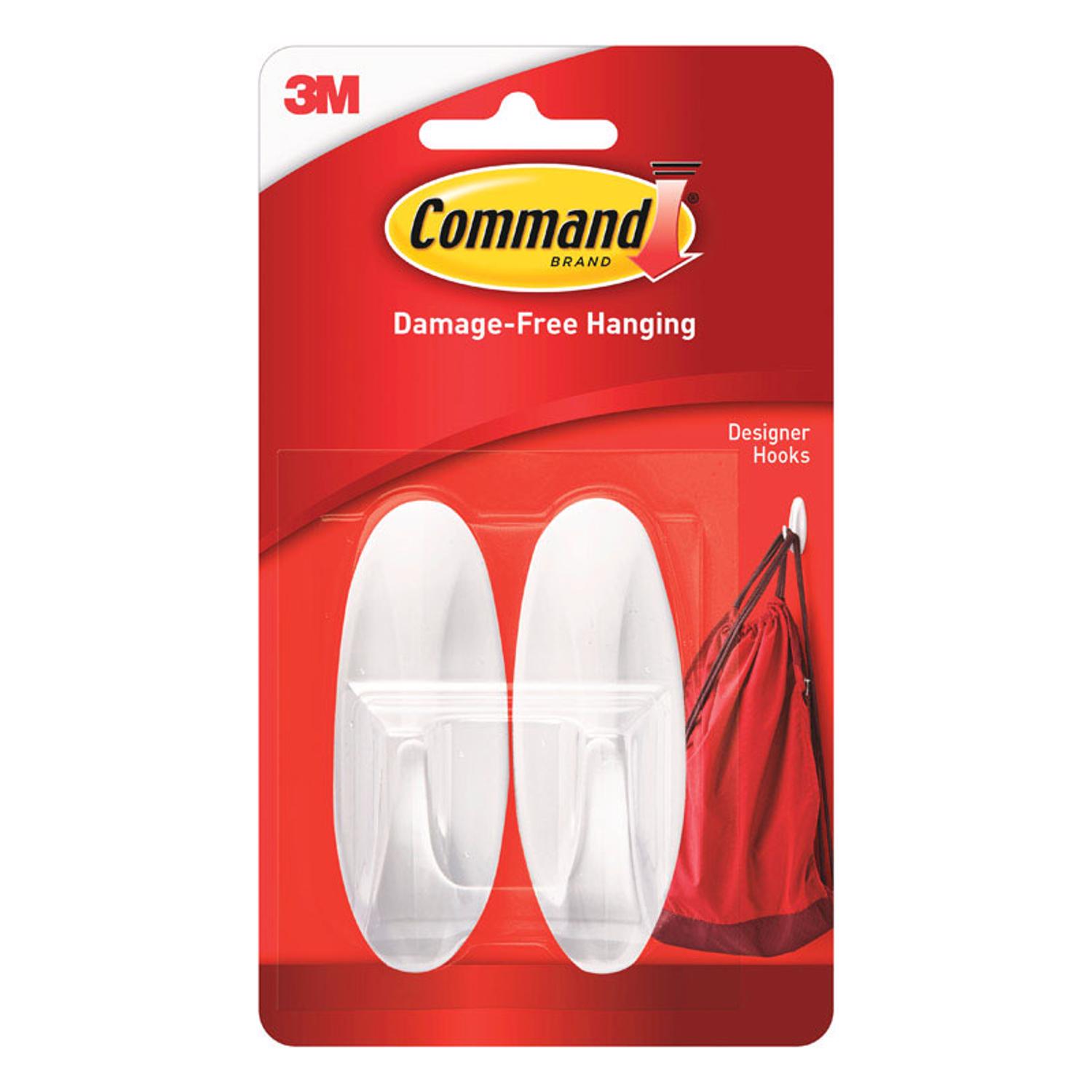 Command Medium Designer Hooks, White, 2 Hooks, 4 Strips