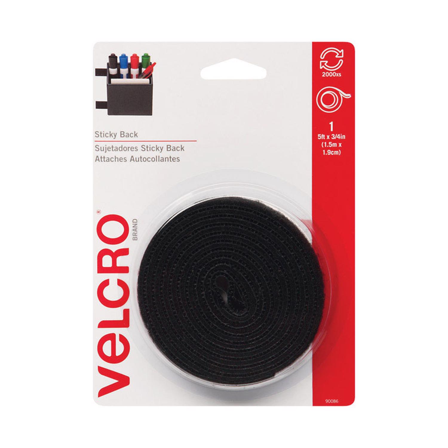 VELCRO Brand 3/4 In. x 5 Ft. Black Sticky Back Reclosable Hook & Loop Roll