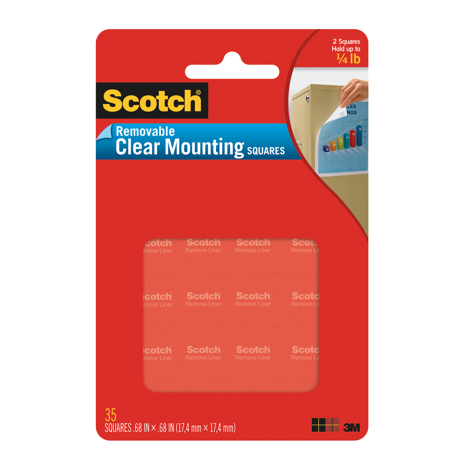 Scotch 0.68 In. x 0.68 In. 1 Lb. Capacity Removable Mounting Squares (35-Pack)