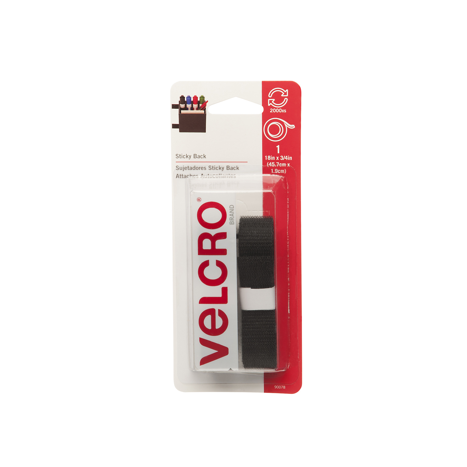 VELCRO Brand 3/4 In. x 18 In. Black Sticky Back Reclosable Hook & Loop Roll