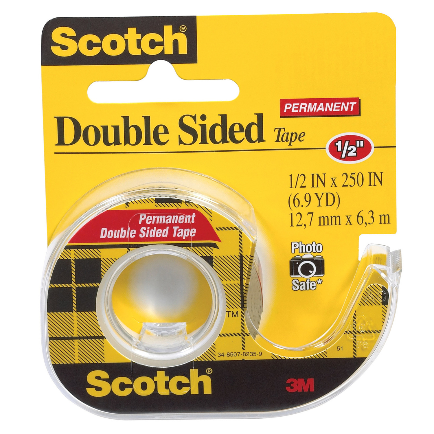Double-Faced Transparent Tape, 1/2 x 250 In.