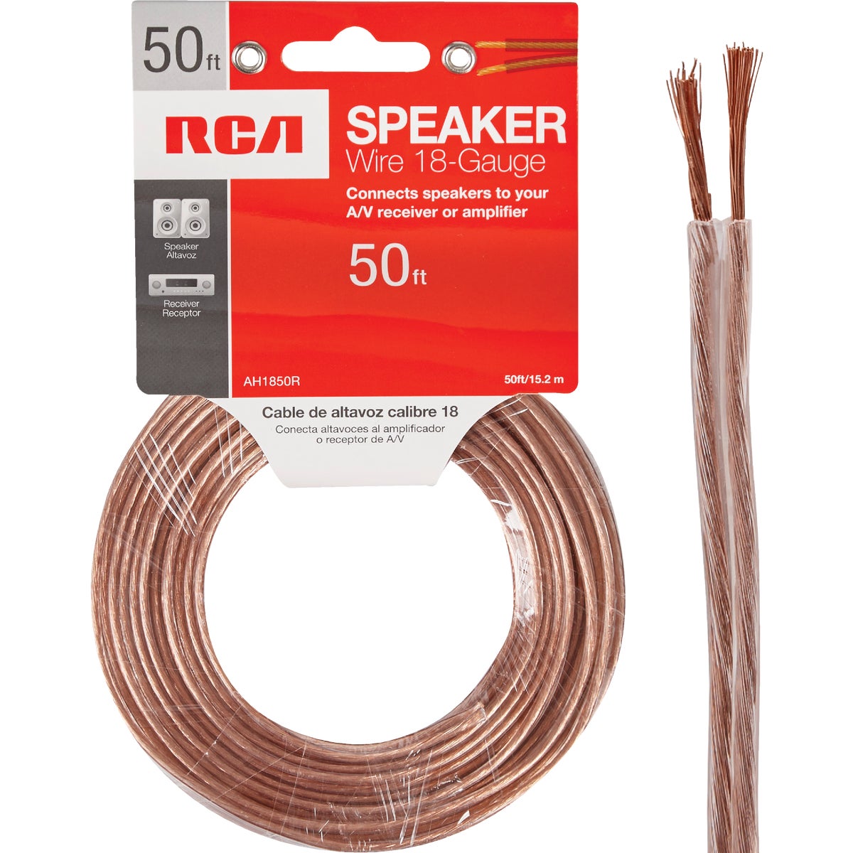 50 Ft. 18 Awg Stranded Speaker Wire - Clear Insulated, 2 Conductors