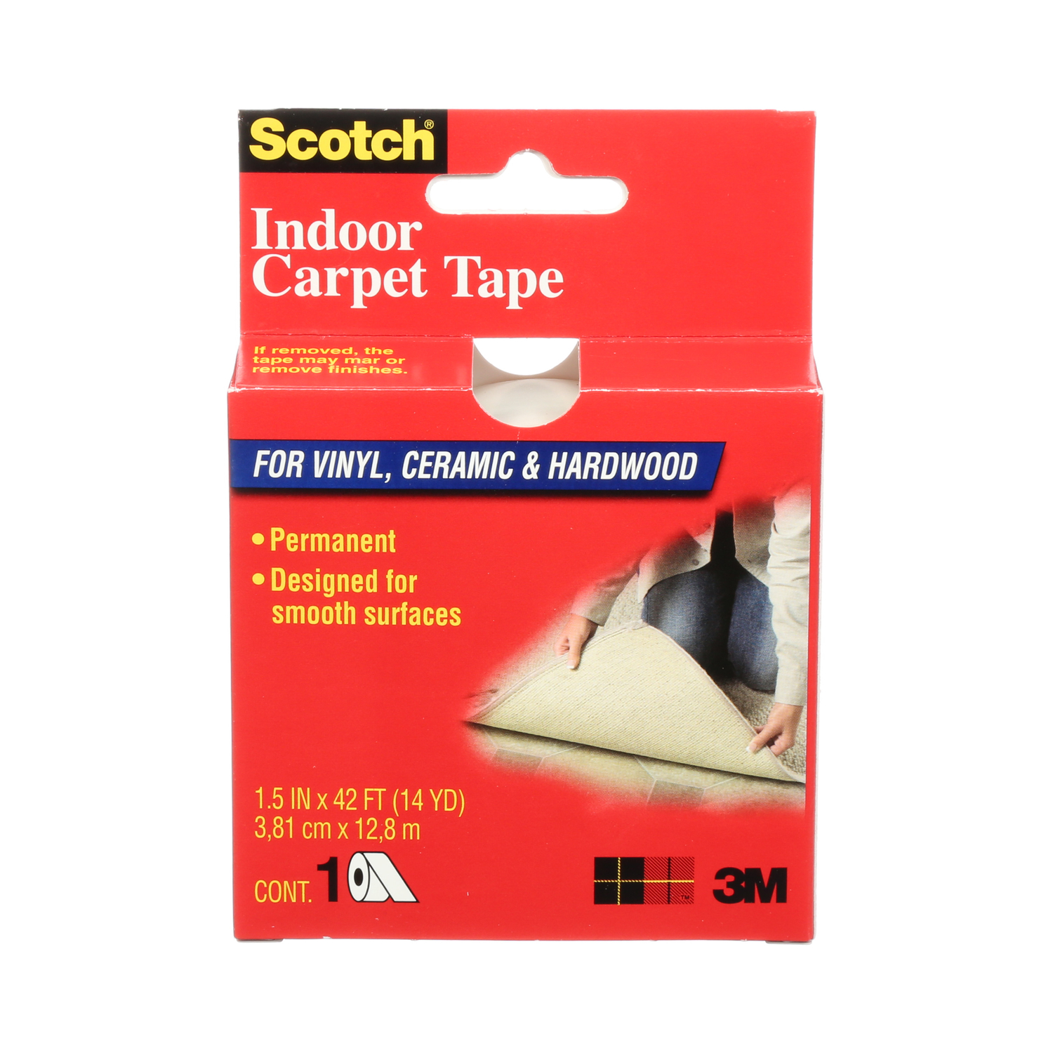 1.5 In. X 42 Ft. Indoor Carpet Tape For Vinyl, Ceramic & Hardwood