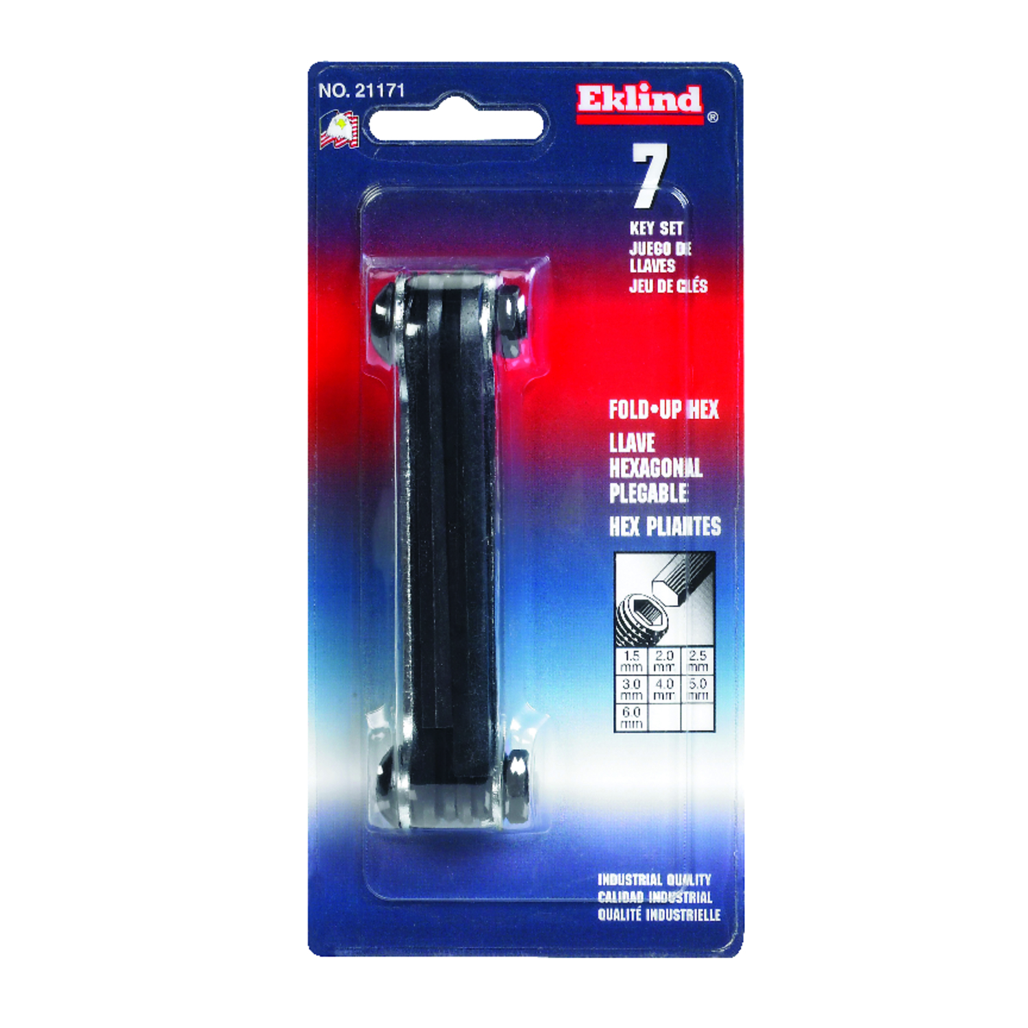 Hex Key Set, Fold-Up, Metric, 7-In-1
