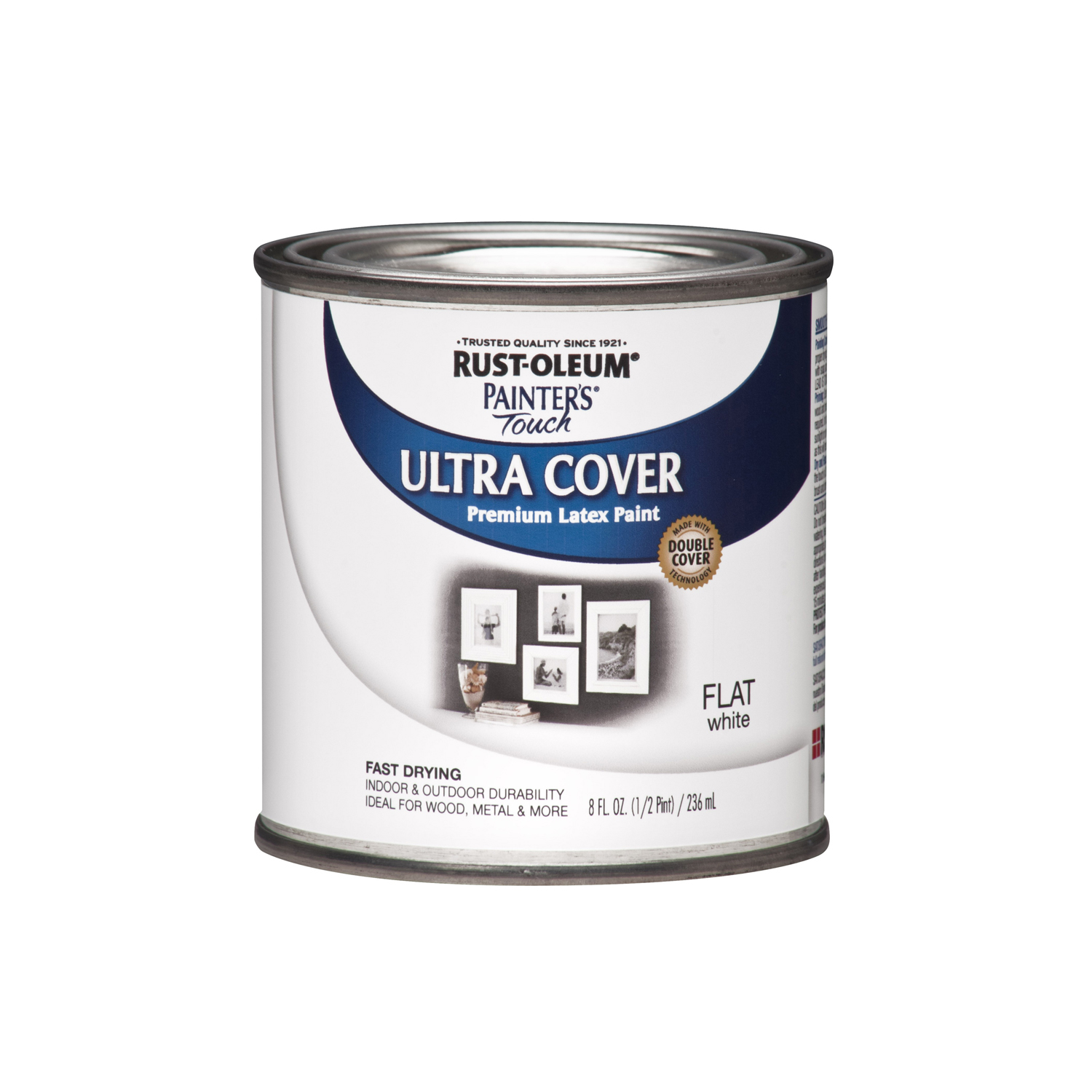 Painter's Touch Ultra Cover Latex Paint, Flat White, 1/2-Pint