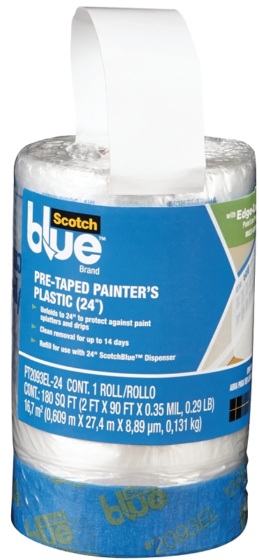 ScotchBlue Pre-Taped Painter's Plastic, 24 In. x 30 Yd., 1 Roll