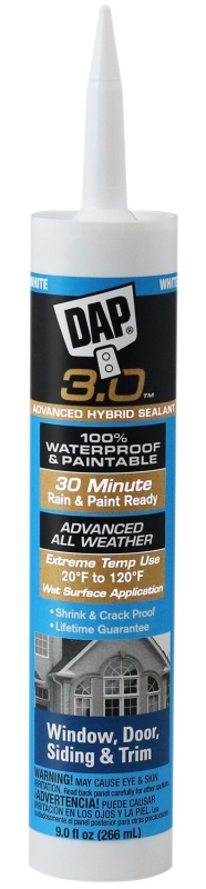 3.0 White Polymer Door, Siding And Window Sealant 9 Oz - High Performance