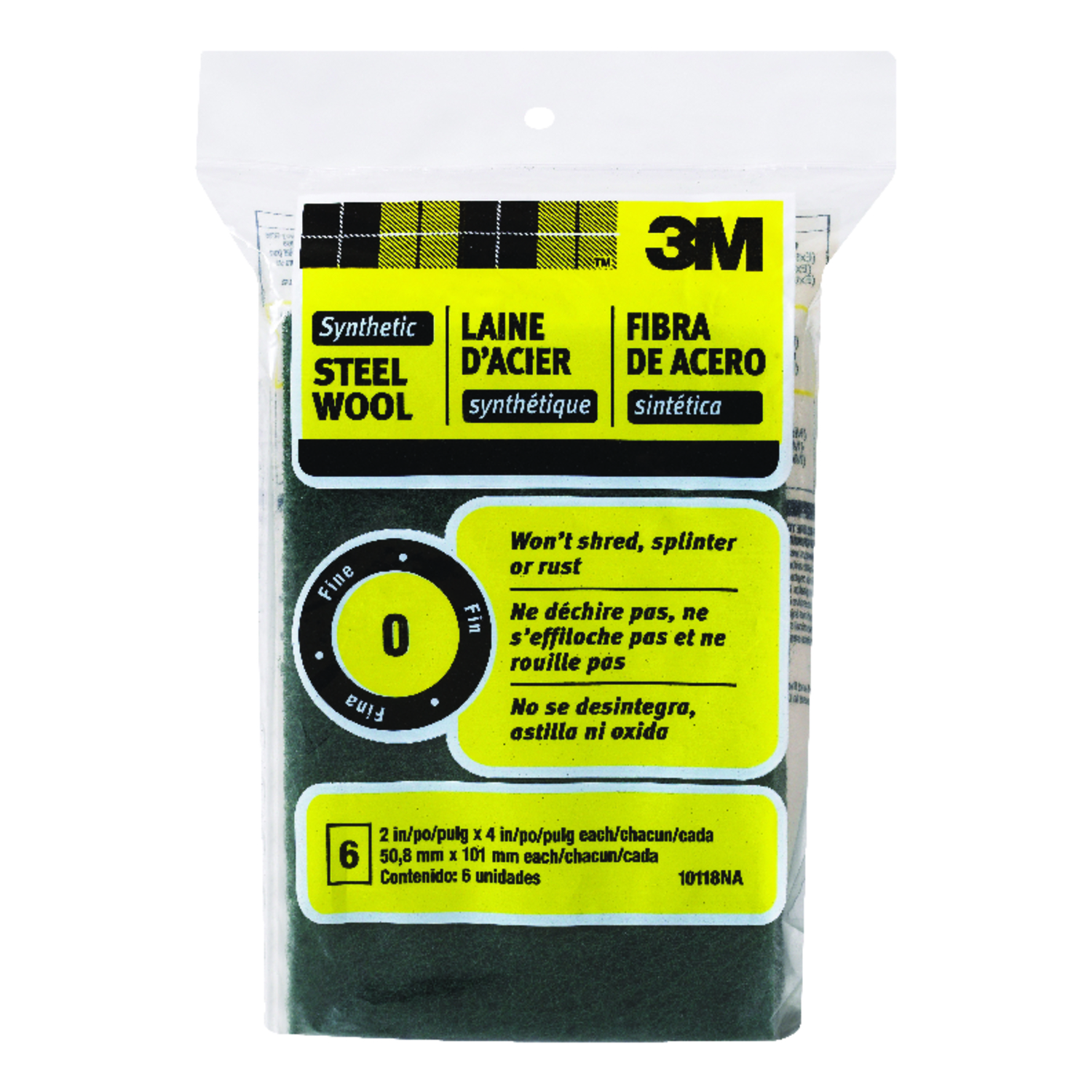 3M Synthetic Steel Wool Pads, #0 Fine Grit