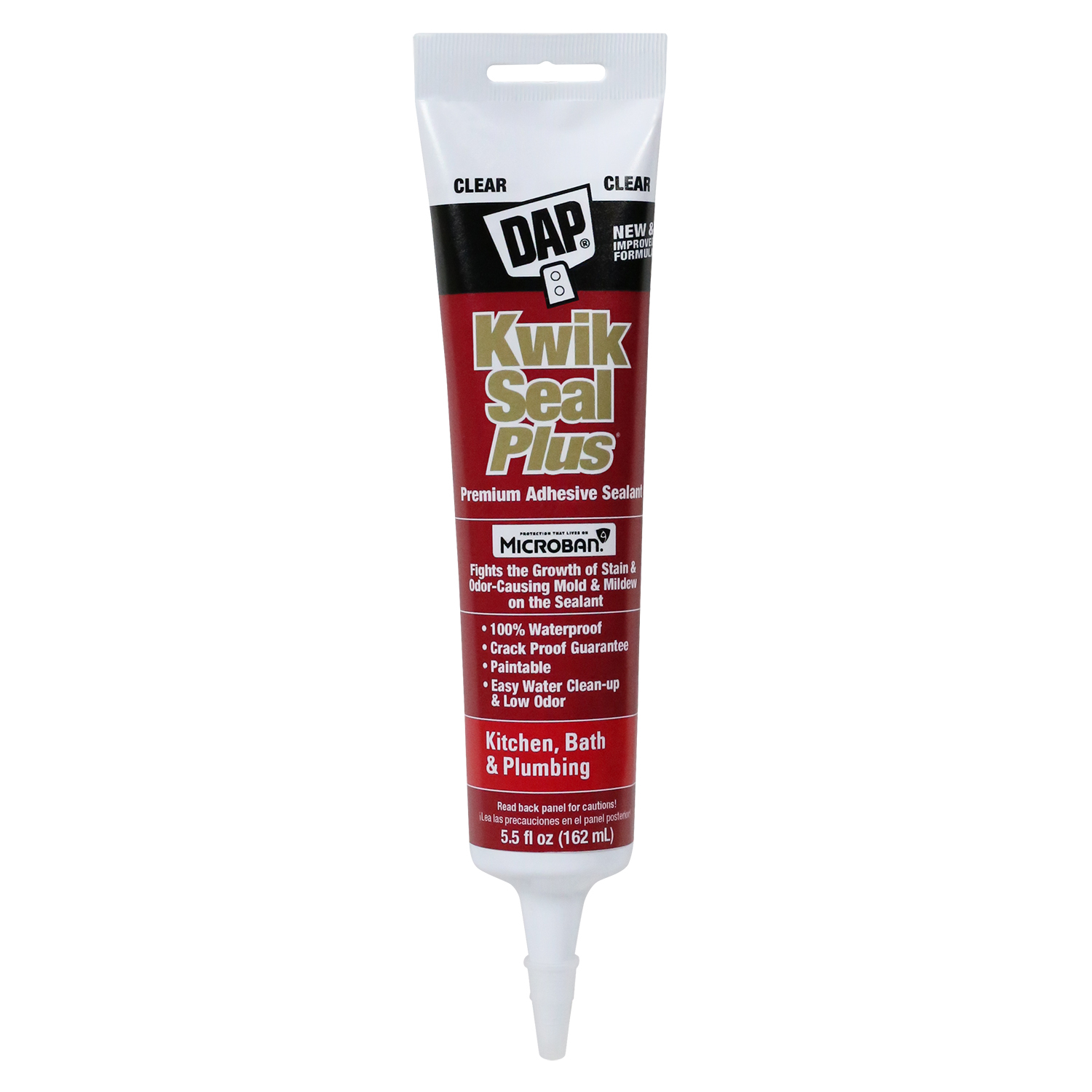 Kwik Seal Plus Kitchen/Bath Microban Caulk, Clear, 5.5-oz.