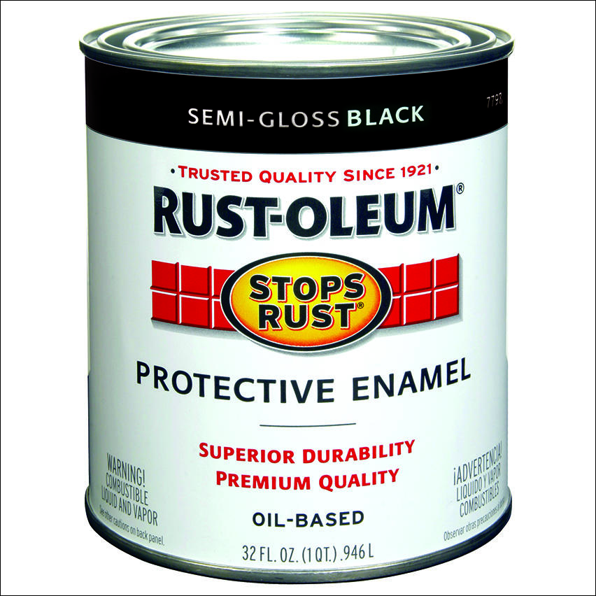 Stops Rust Black Semi-Gloss Oil-Based Paint, Qt.