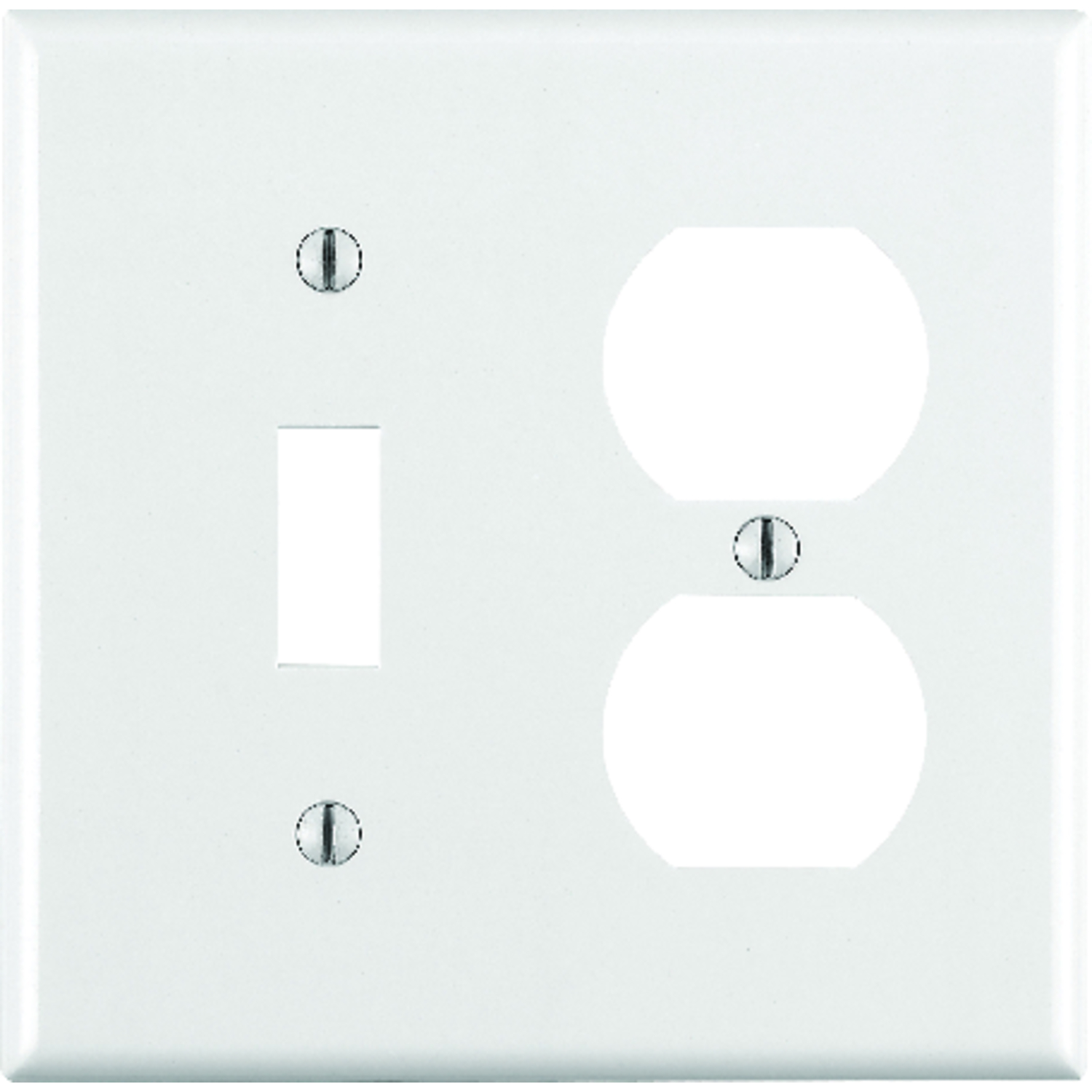 Leviton 2-Gang Plastic Single Toggle/Duplex Outlet Wall Plate, White