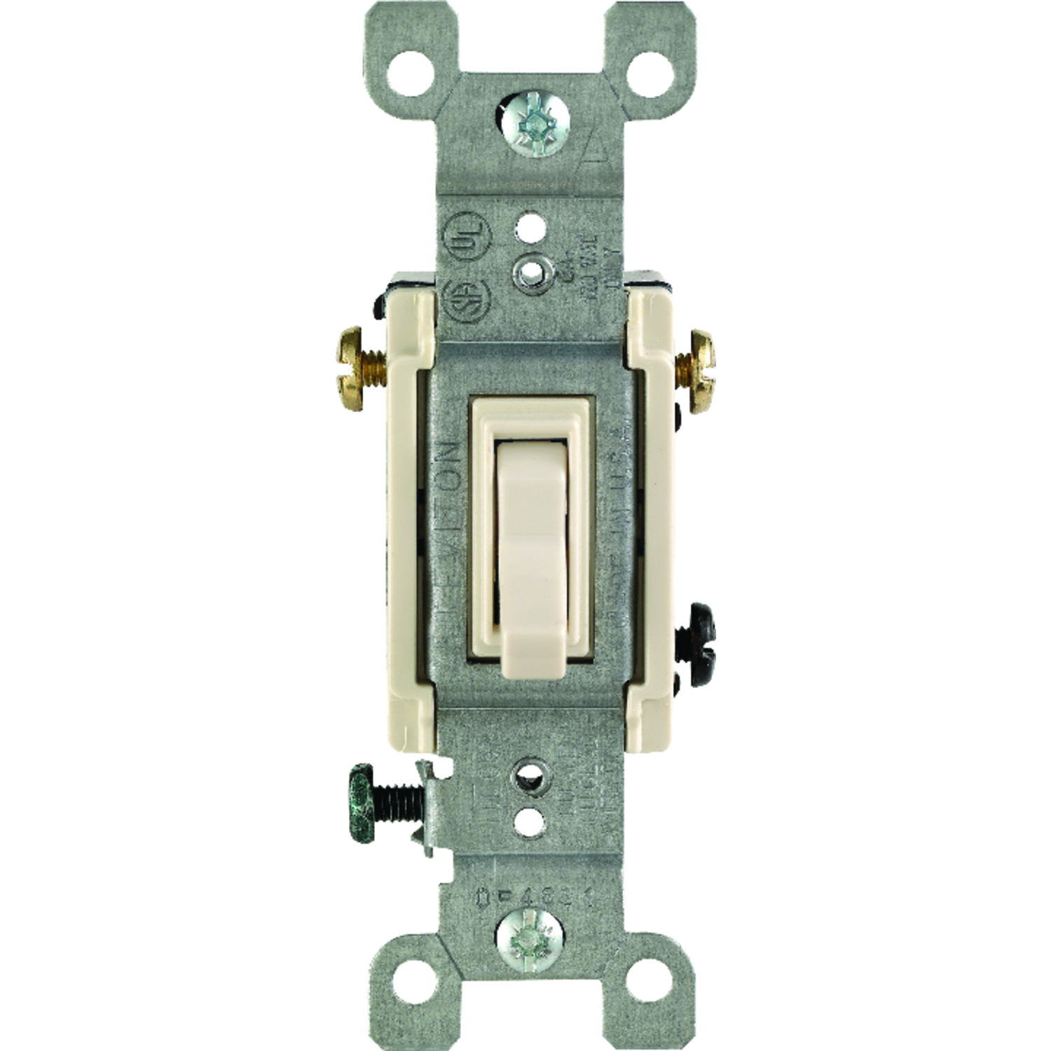 Leviton Quiet Grounded Toggle Light Almond 15A 3-Way Switch
