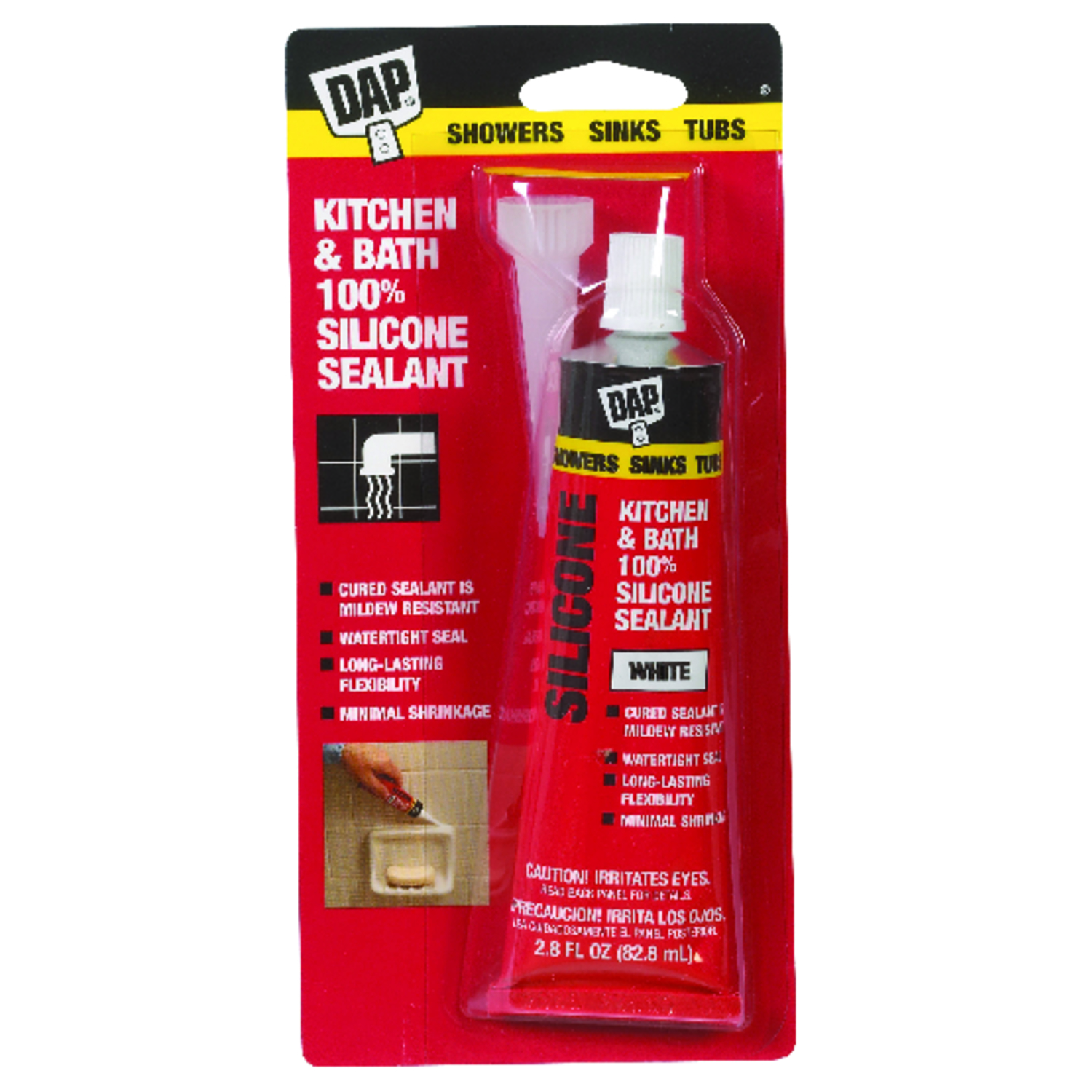 Kitchen/Bath Silicone Sealant, White, 2.8-oz.