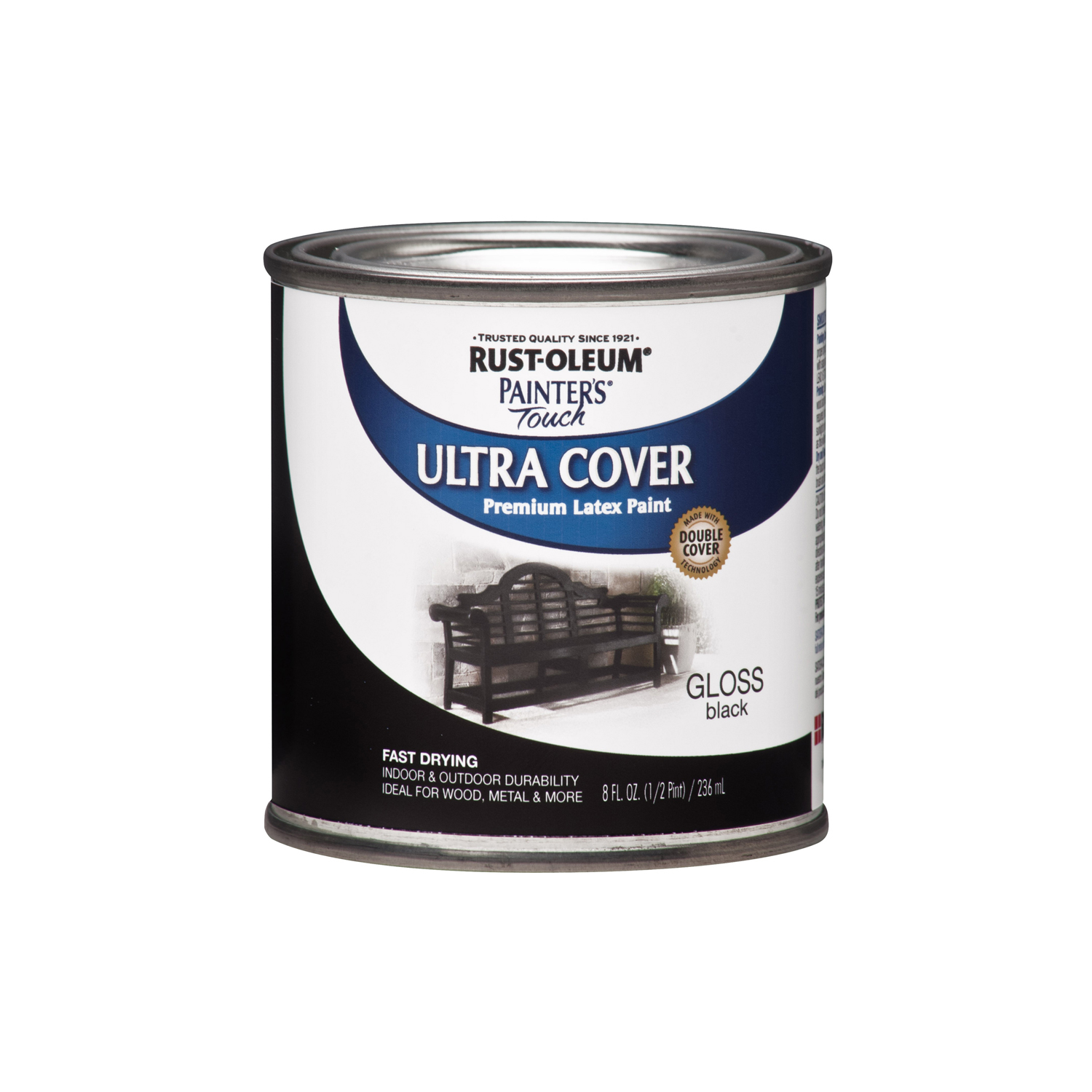 Painter's Touch Ultra Cover Latex Paint, Gloss Black, 1/2-Pint