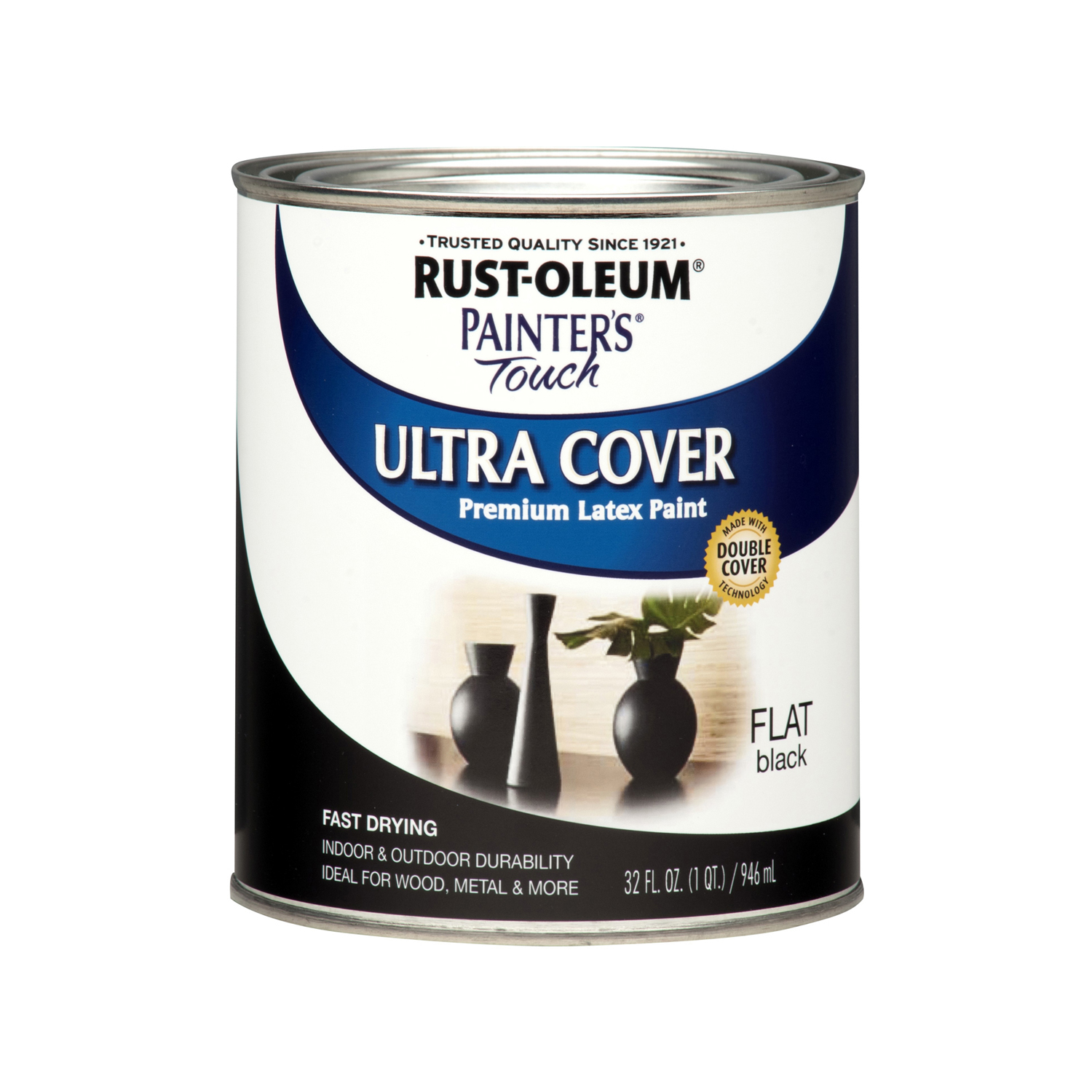 Painter's Touch Latex Paint, Flat Black, Qt.