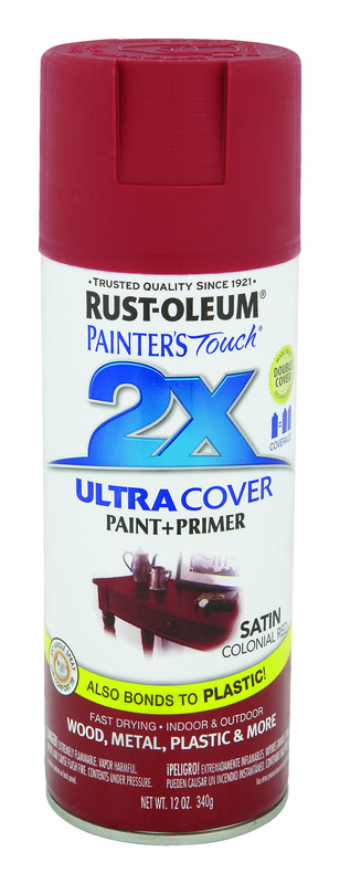 2x Ultra Cover 12 Oz. Satin Spray Paint, Colonial Red