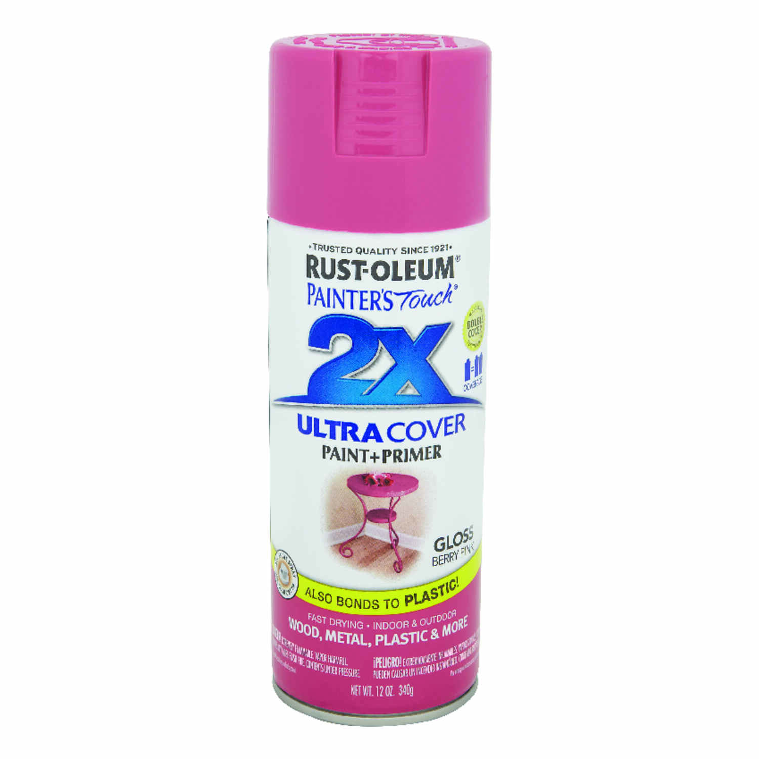 2x Ultra Cover 12 Oz. Gloss Spray Paint, Berry Pink