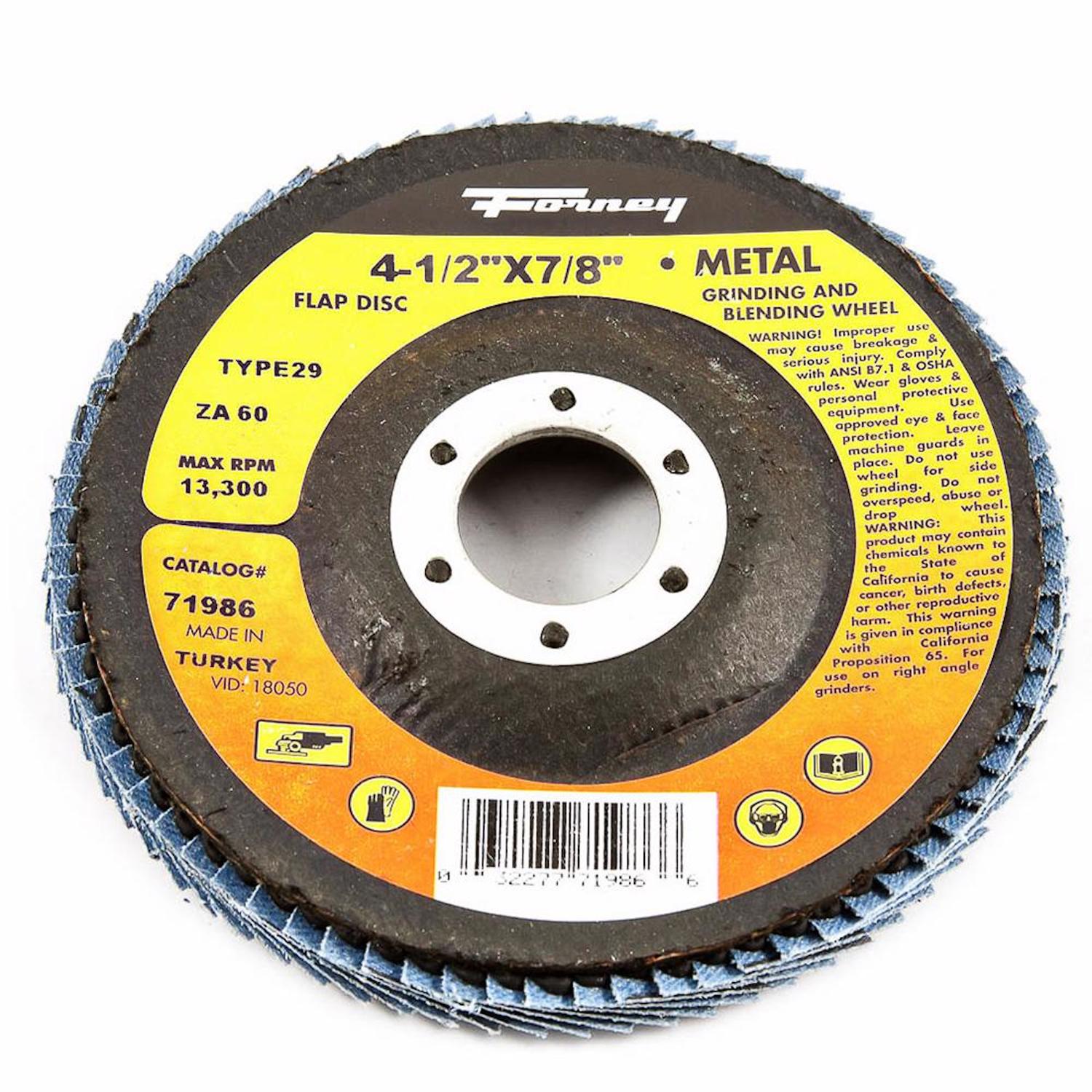 Blue Zirconia Flap Disc, Type 29, 60-Grit, 4.5-In.