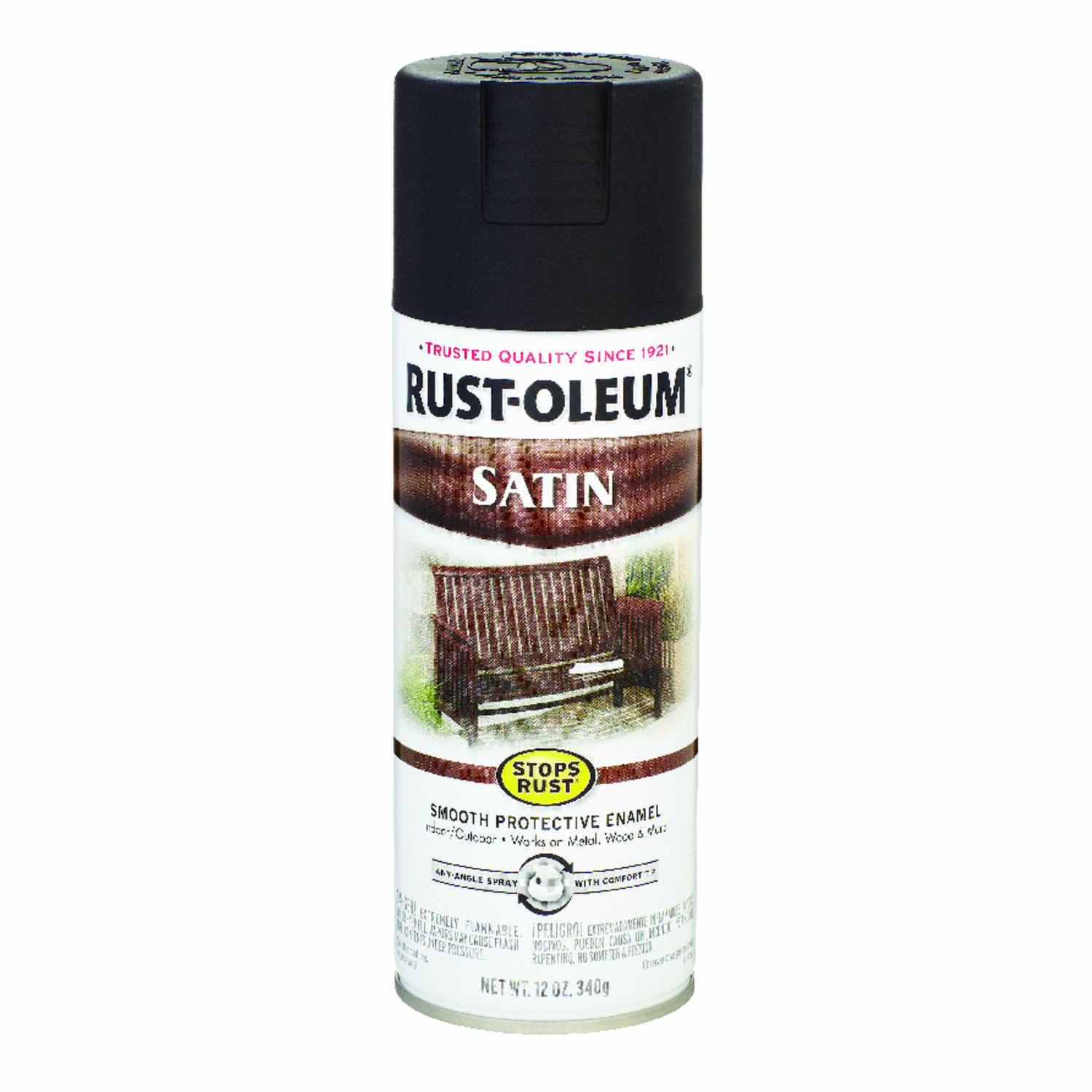 Spray Enamel, Black Satin, 12-oz.